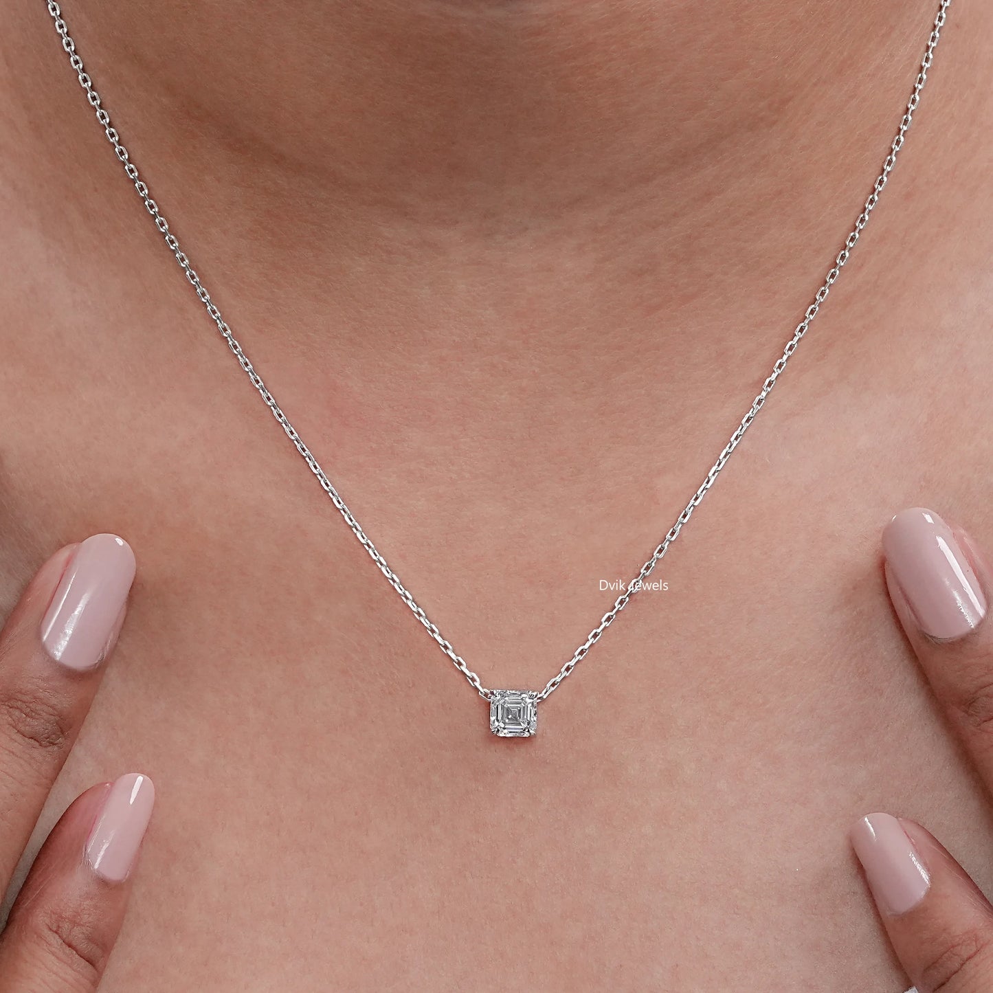 Asscher Cut Lab Diamond Solitaire Pendant