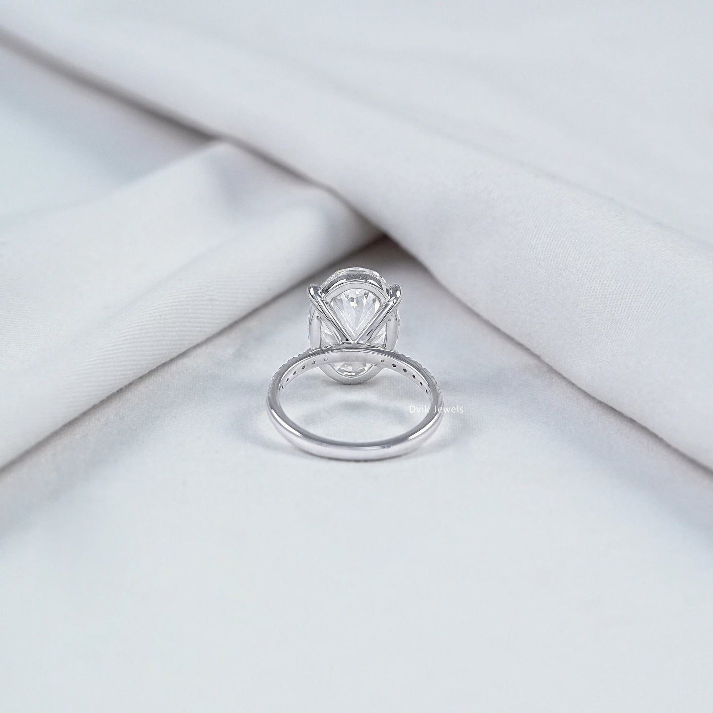 7 CT Oval Cut Lab Diamond Accent Set Ring