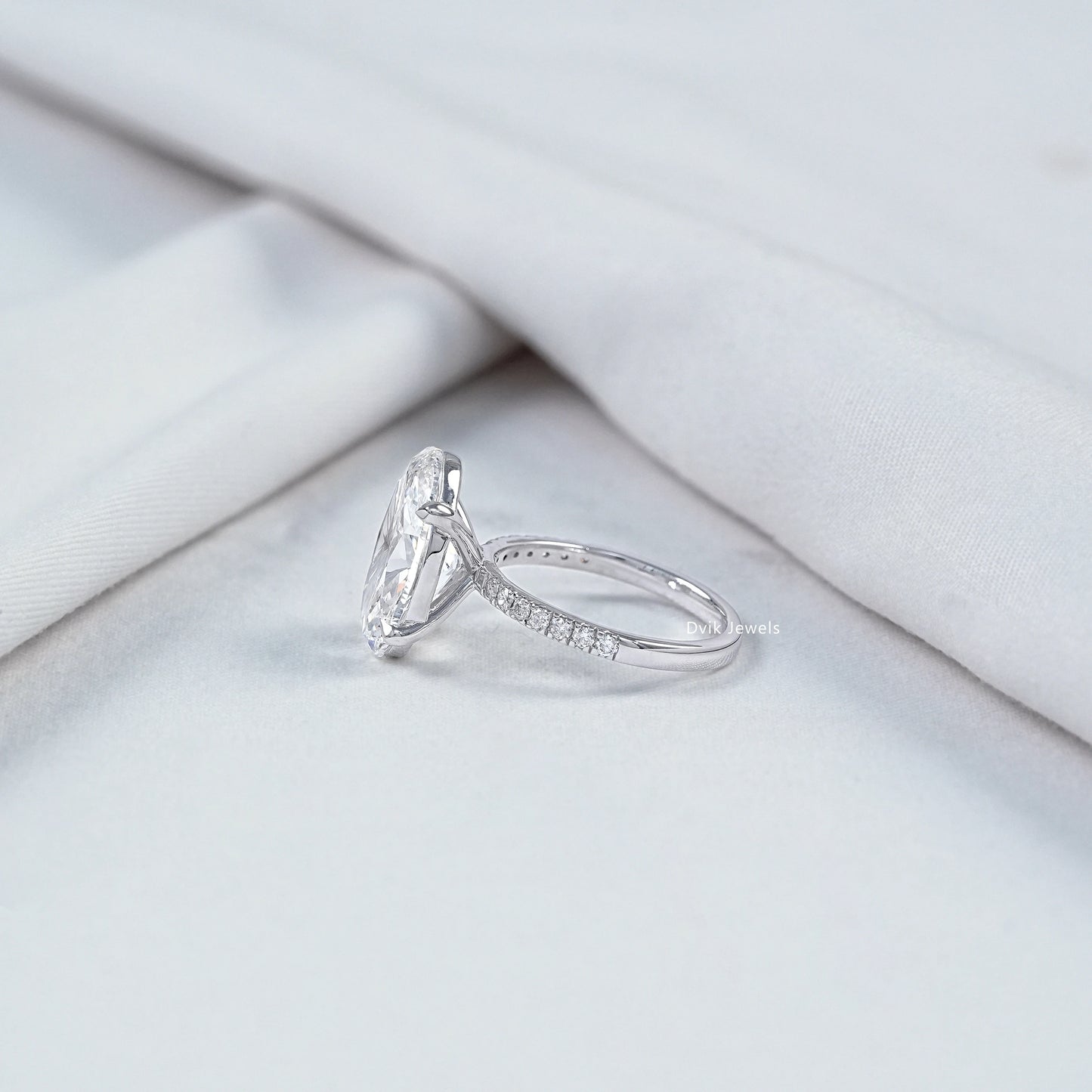 7 CT Oval Cut Lab Diamond Accent Set Ring