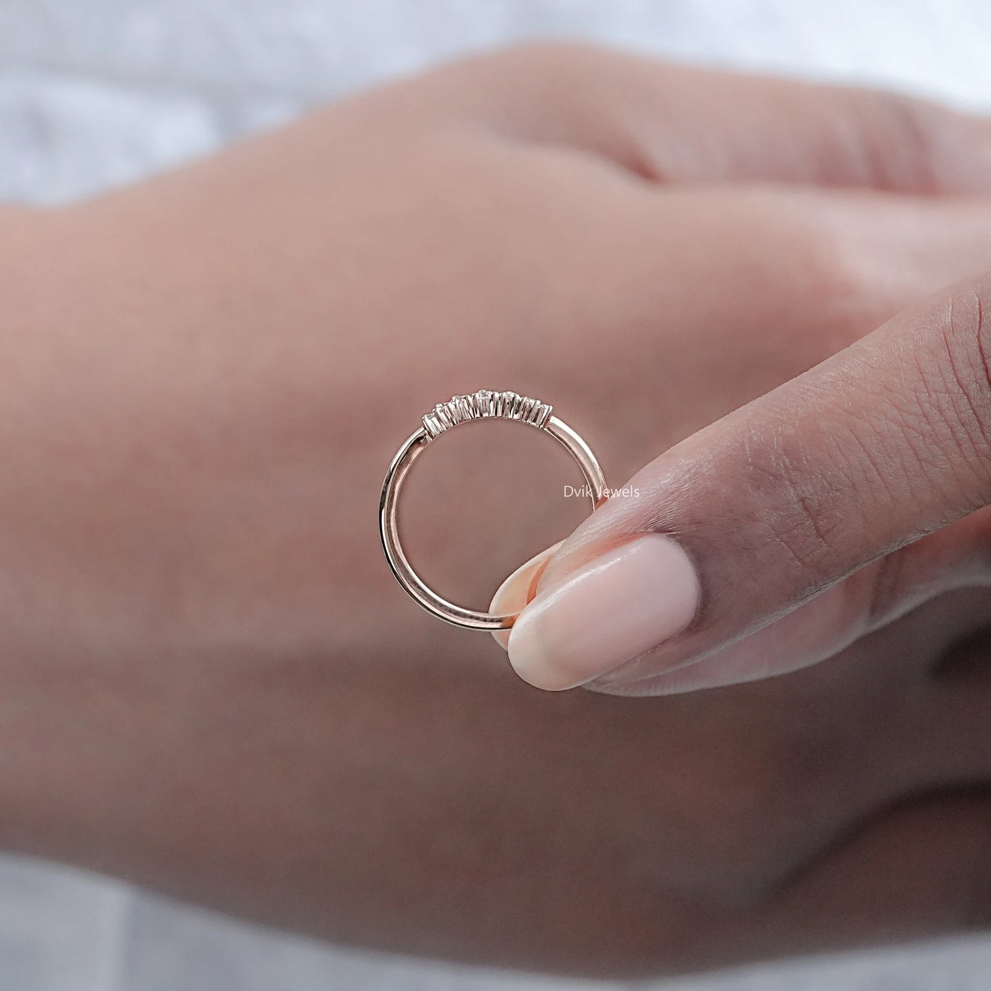 Round Cut Lab Diamond Seven Stone Wedding Band