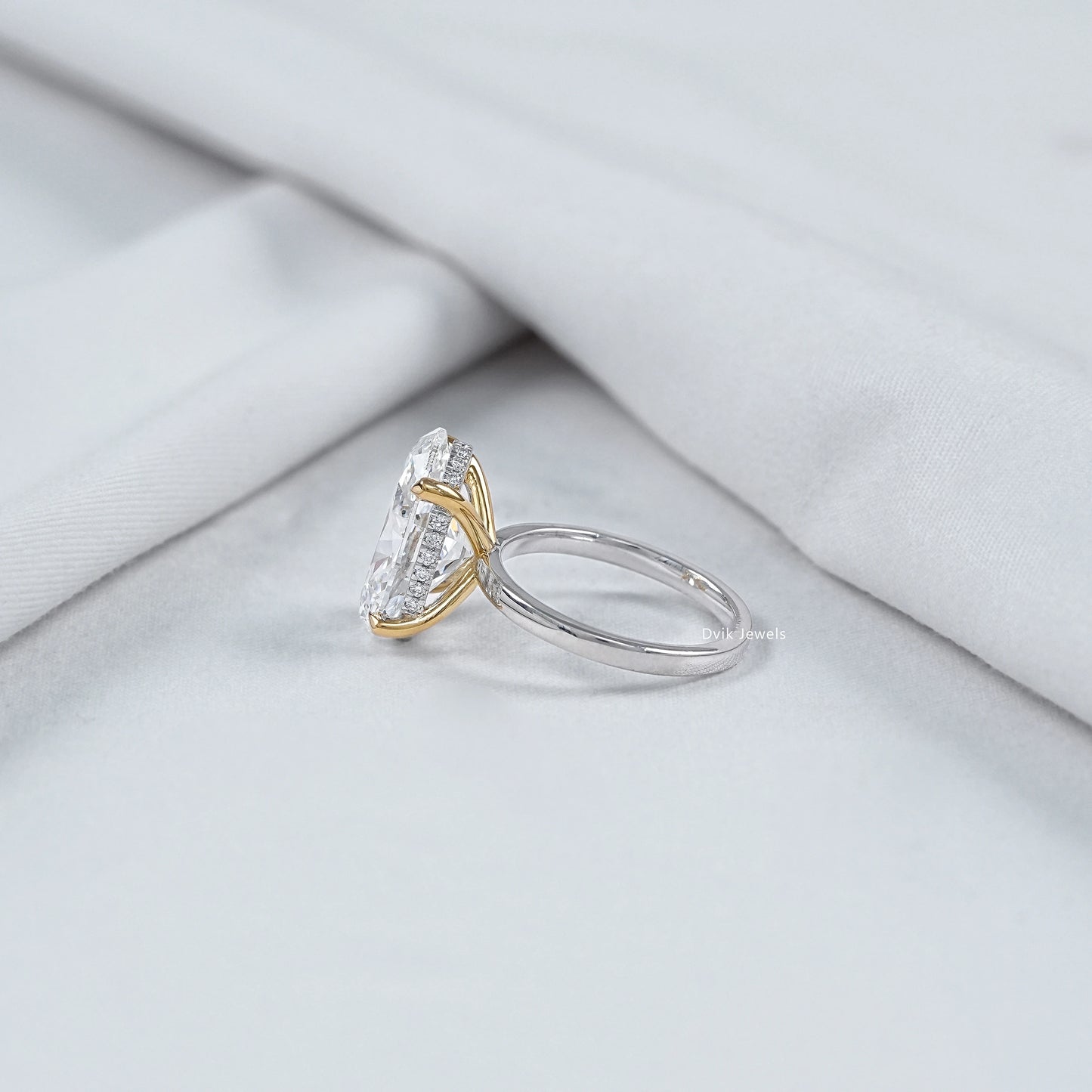 8 CT Oval Lab Diamond Hidden Halo Two Tone Ring