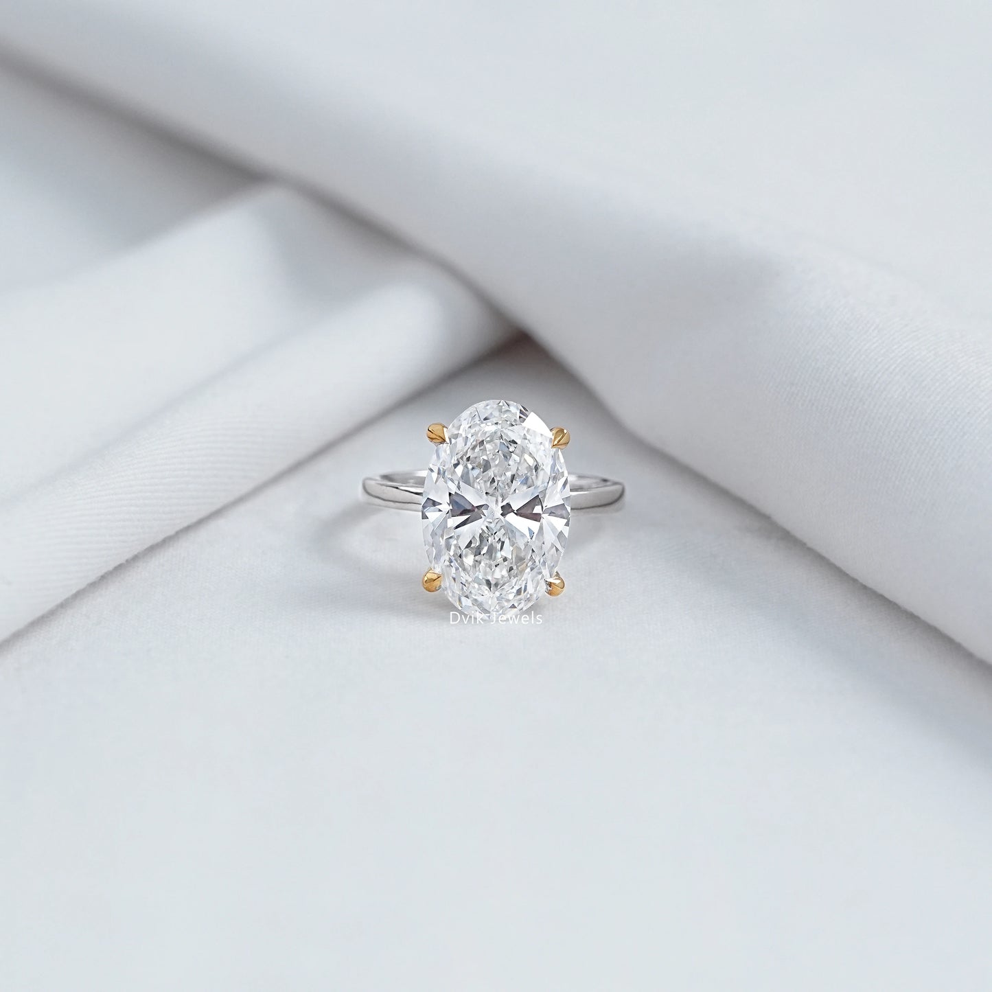 8 CT Oval Lab Diamond Hidden Halo Two Tone Ring