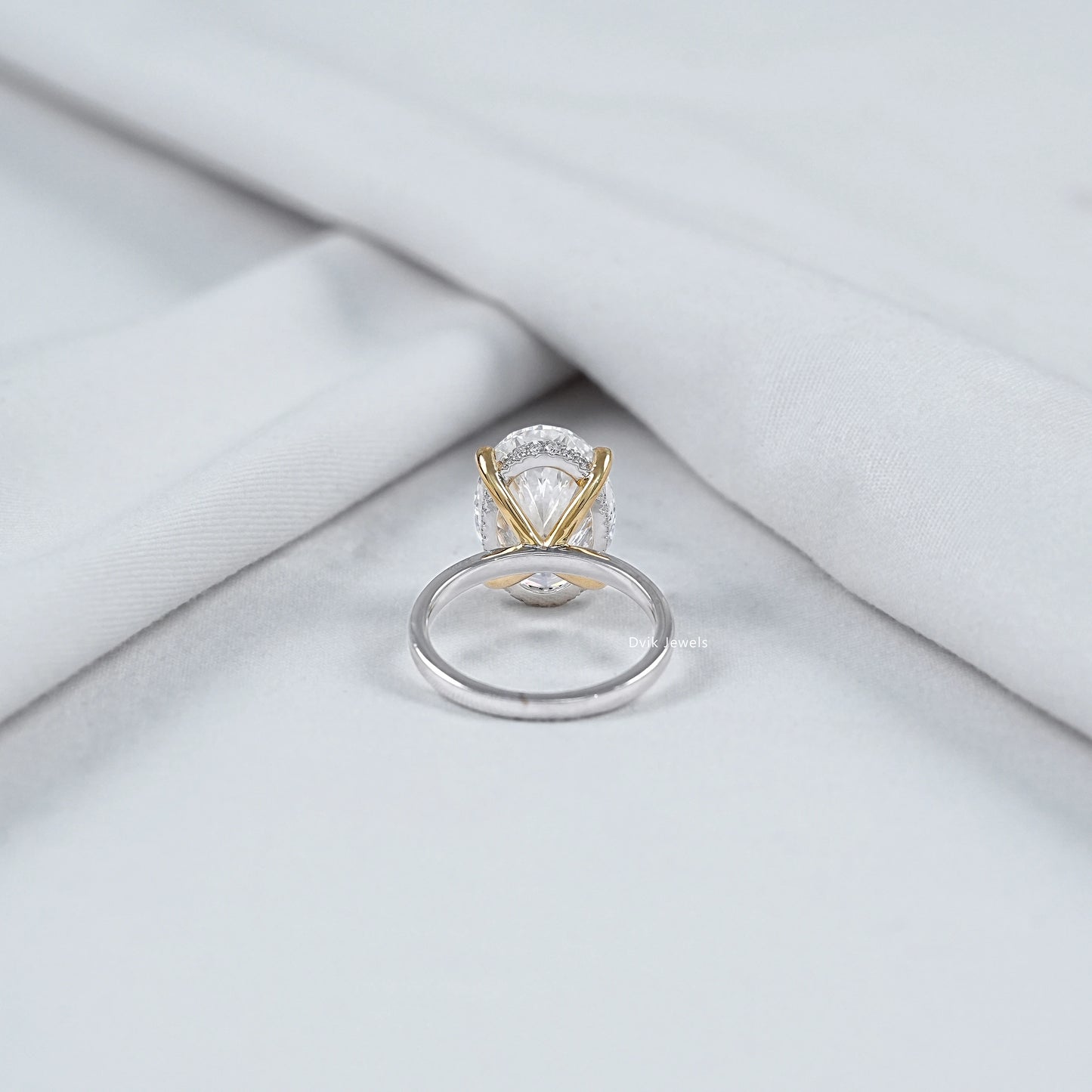 8 CT Oval Lab Diamond Hidden Halo Two Tone Ring