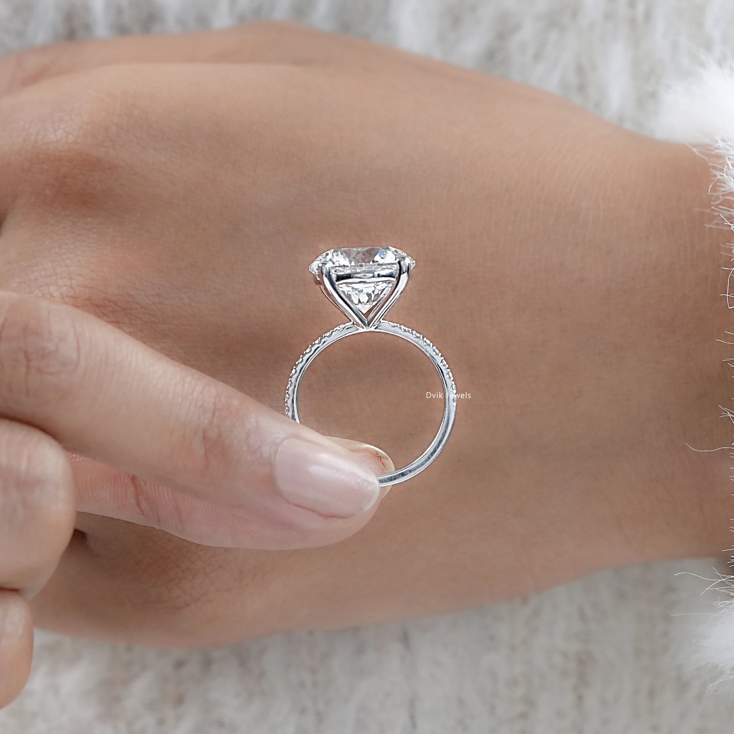 8 CT Round Cut Lab Grown Diamond Accent Set Ring