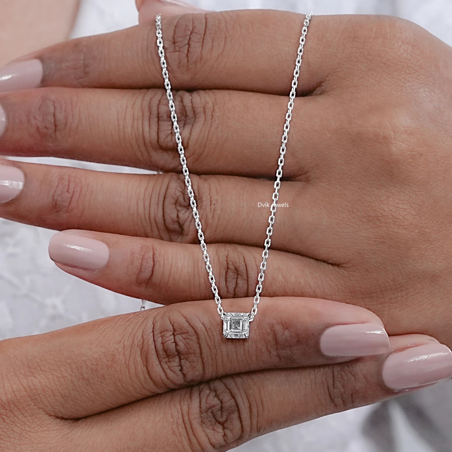 Asscher Cut Lab Diamond Solitaire Pendant
