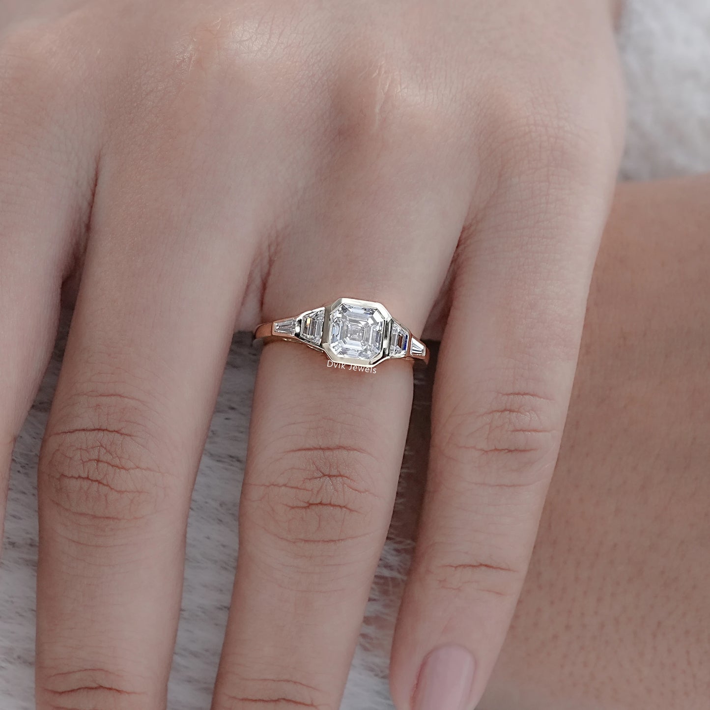 5 Stone Bezel Set Lab Diamond Engagement Ring