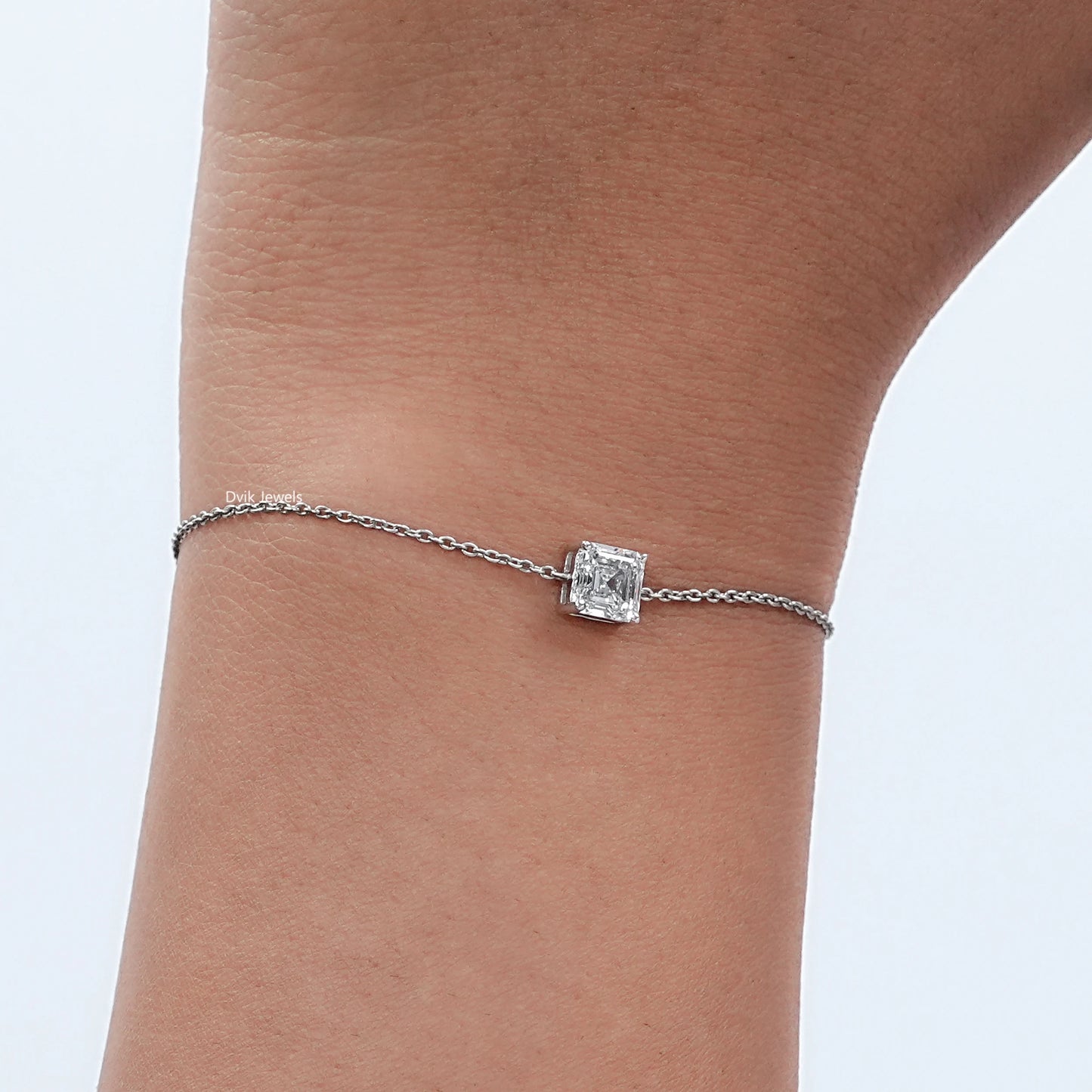 Asscher Cut Eco Friendly Diamond Solitaire Bracelet