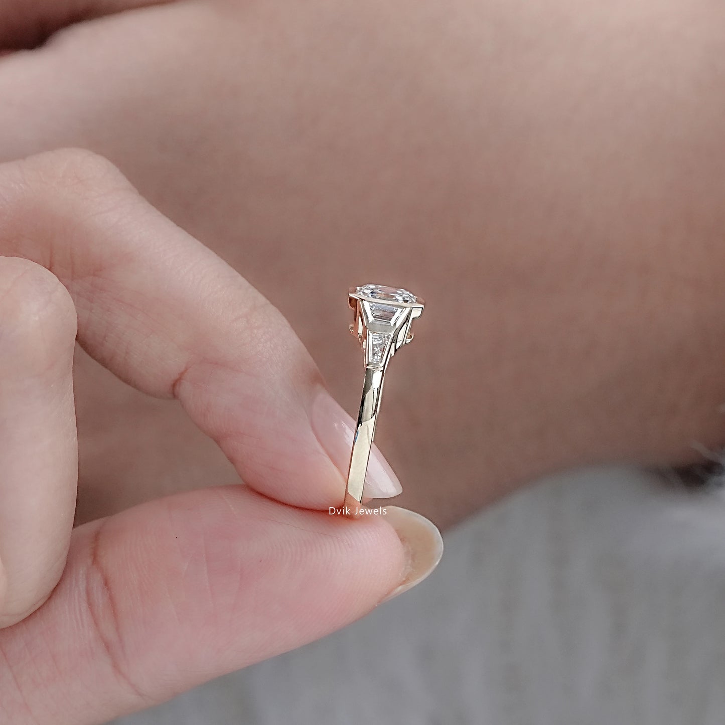 5 Stone Bezel Set Lab Diamond Engagement Ring