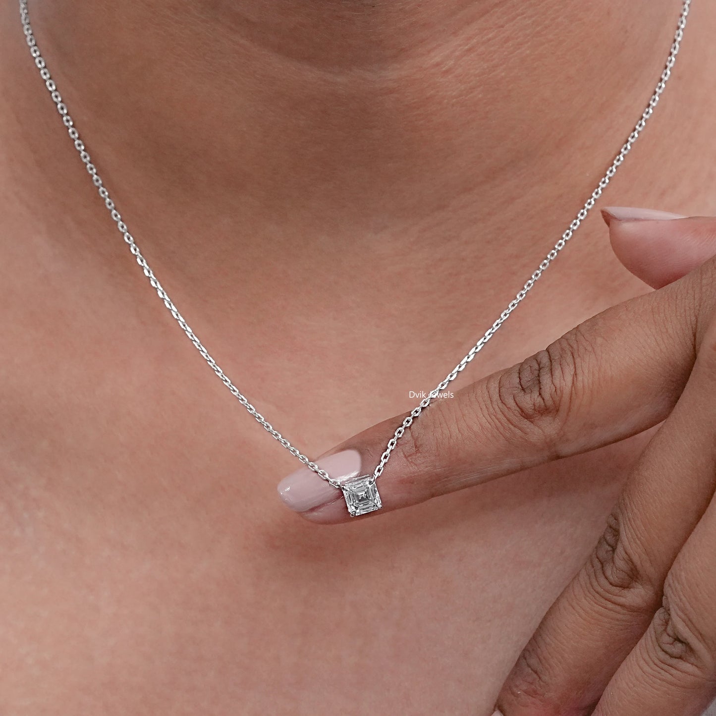 Asscher Cut Lab Diamond Solitaire Pendant