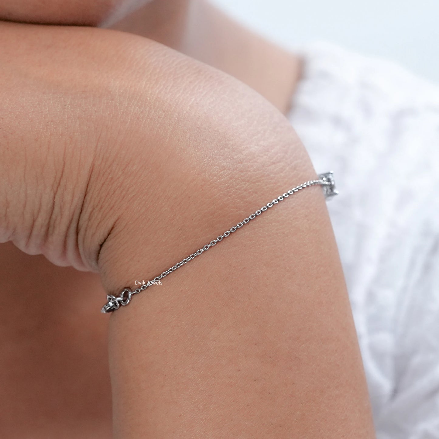 Asscher Cut Eco Friendly Diamond Solitaire Bracelet