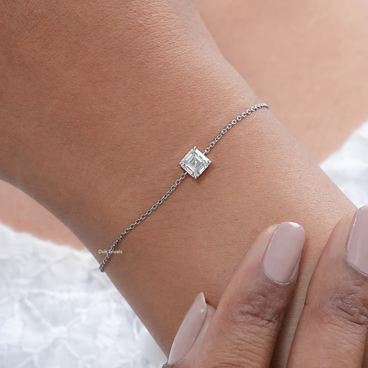 Asscher Cut Eco Friendly Diamond Solitaire Bracelet