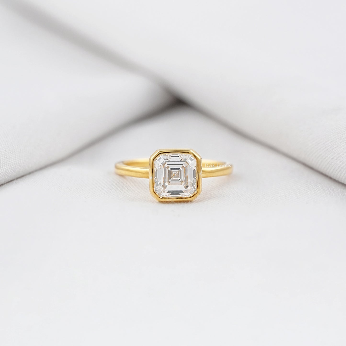 Bezel Set Asscher Diamond Engagement Ring