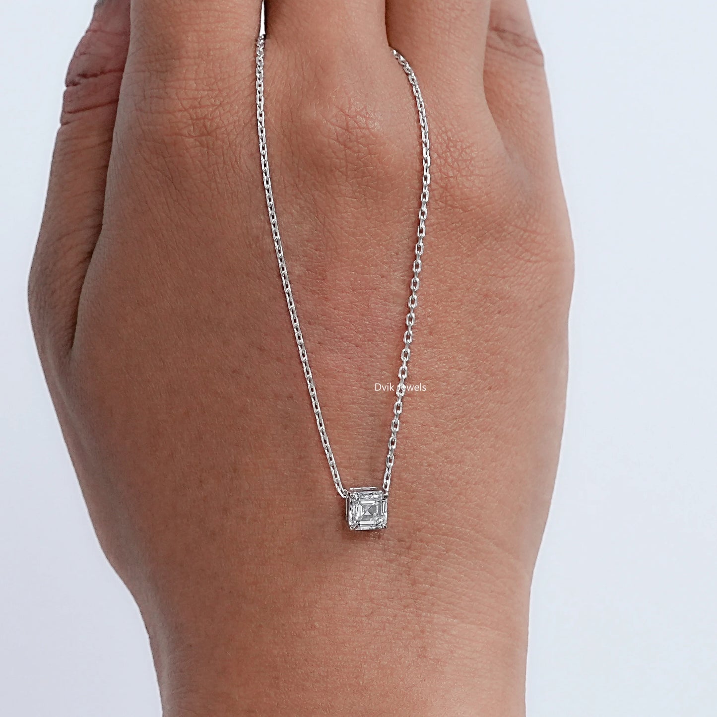 Asscher Cut Lab Diamond Solitaire Pendant