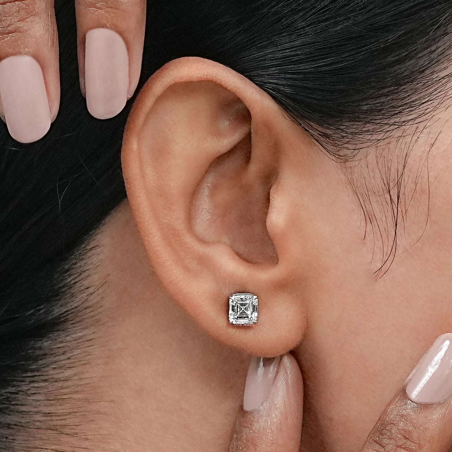Asscher Lab Grown Diamond Stud Earring