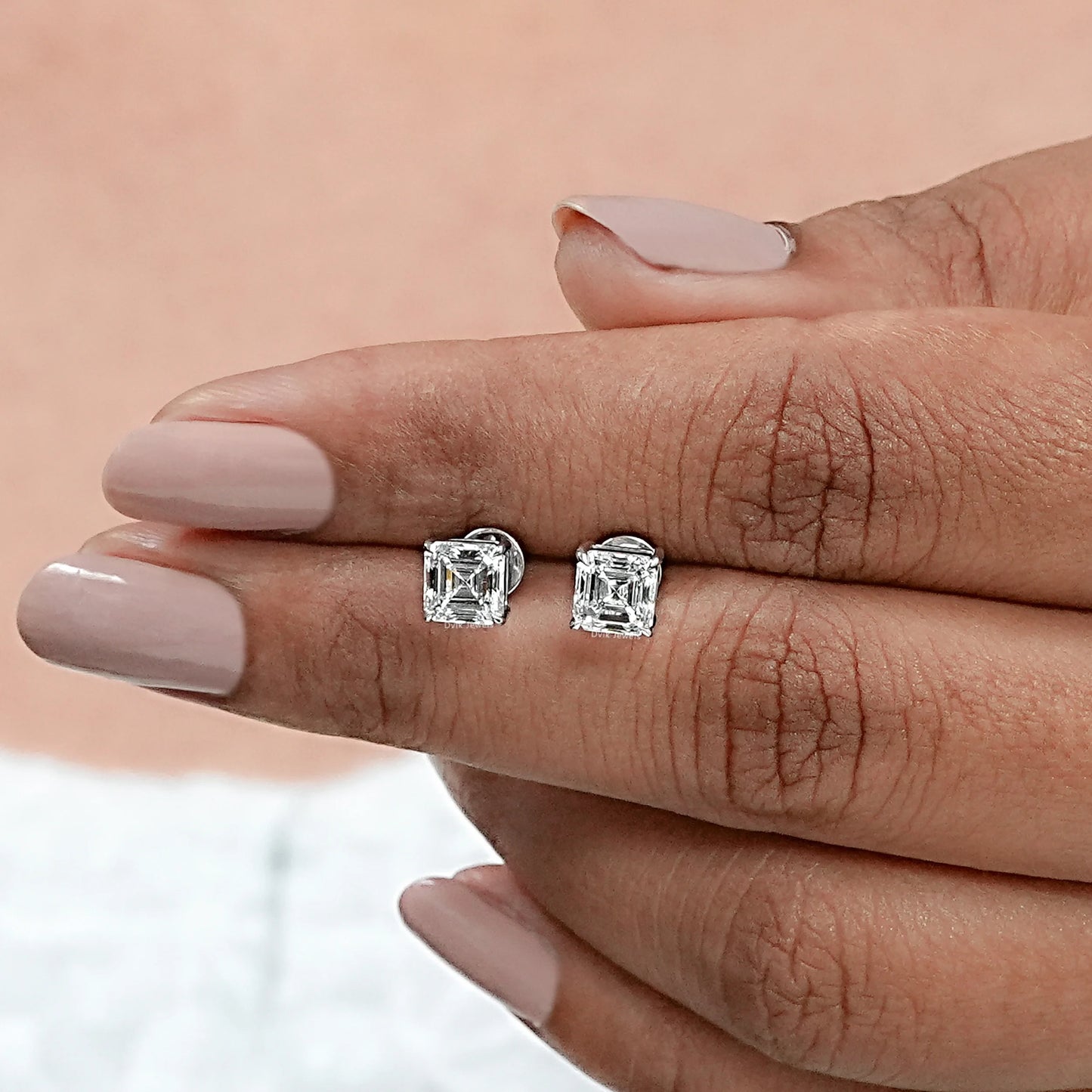 Asscher Lab Grown Diamond Stud Earring