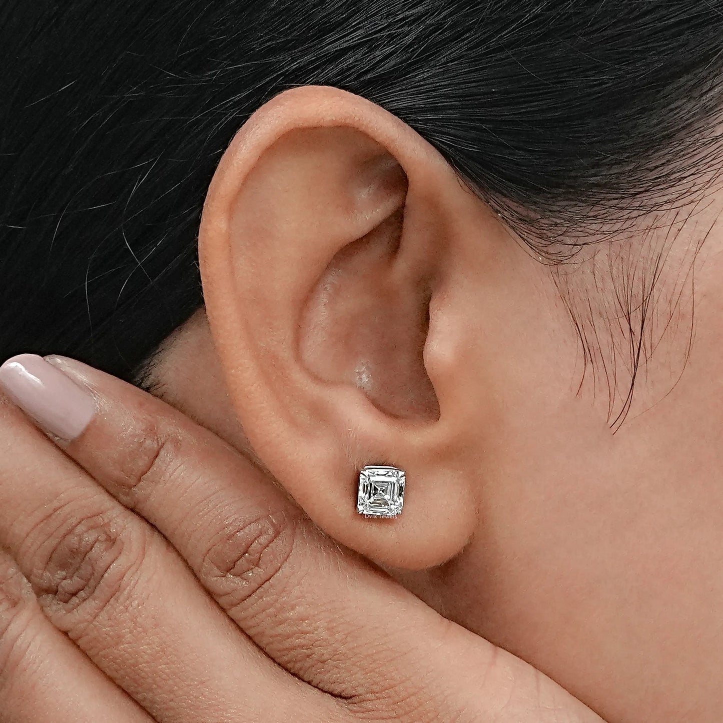 Asscher Lab Grown Diamond Stud Earring