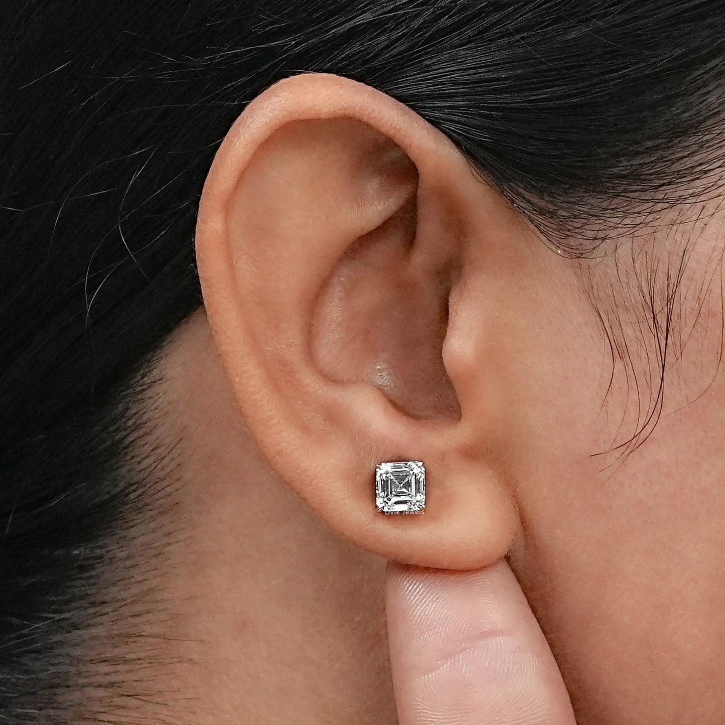Asscher Lab Grown Diamond Stud Earring