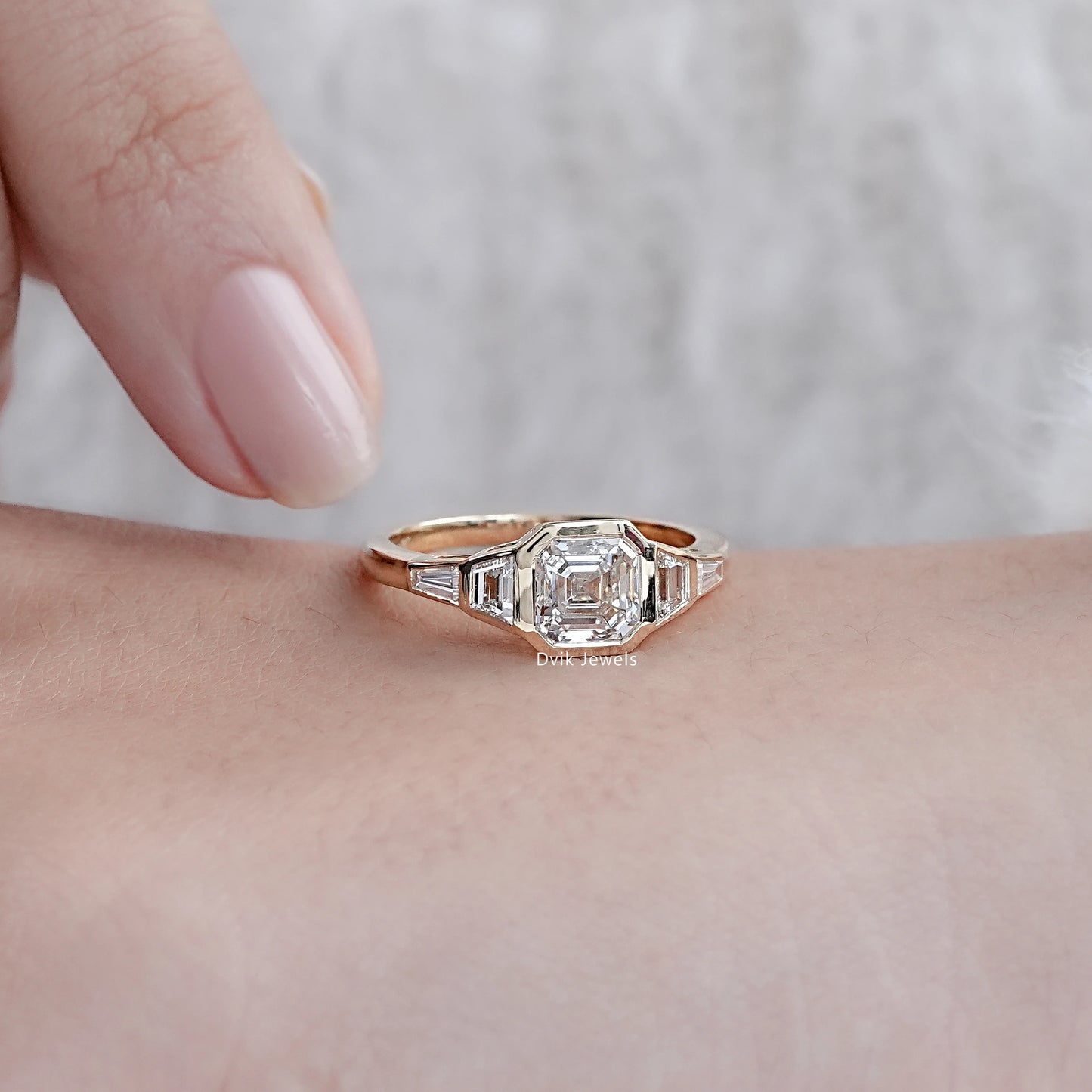 5 Stone Bezel Set Lab Diamond Engagement Ring