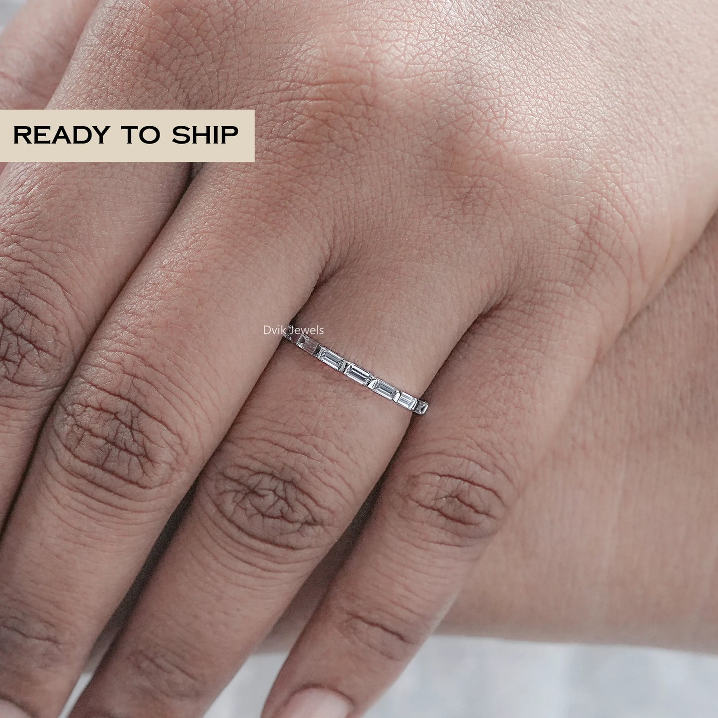 Bar Set Baguette Diamond Half Eternity Wedding Band