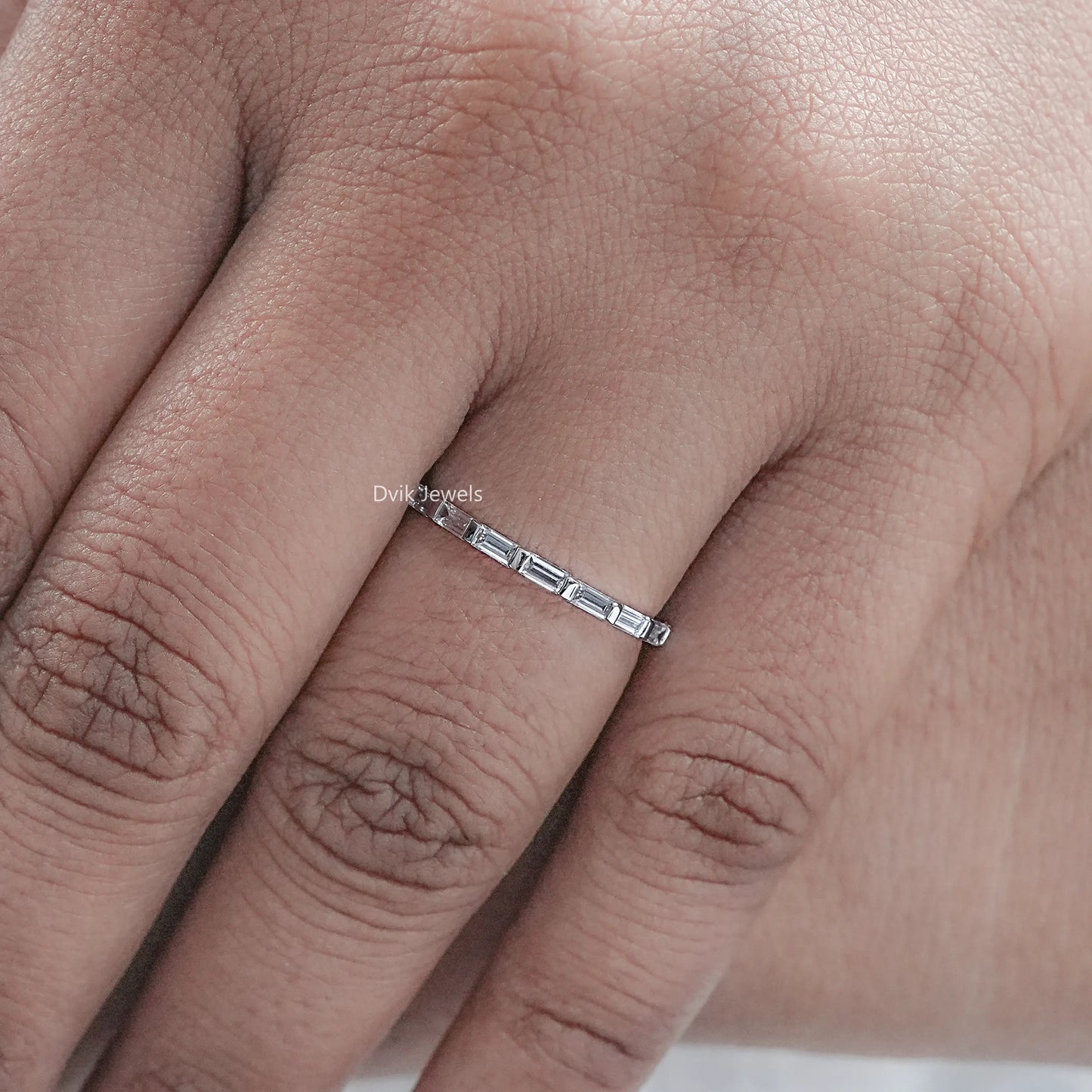 Baguette Cut Bar Set Lab Diamond Eternity Band