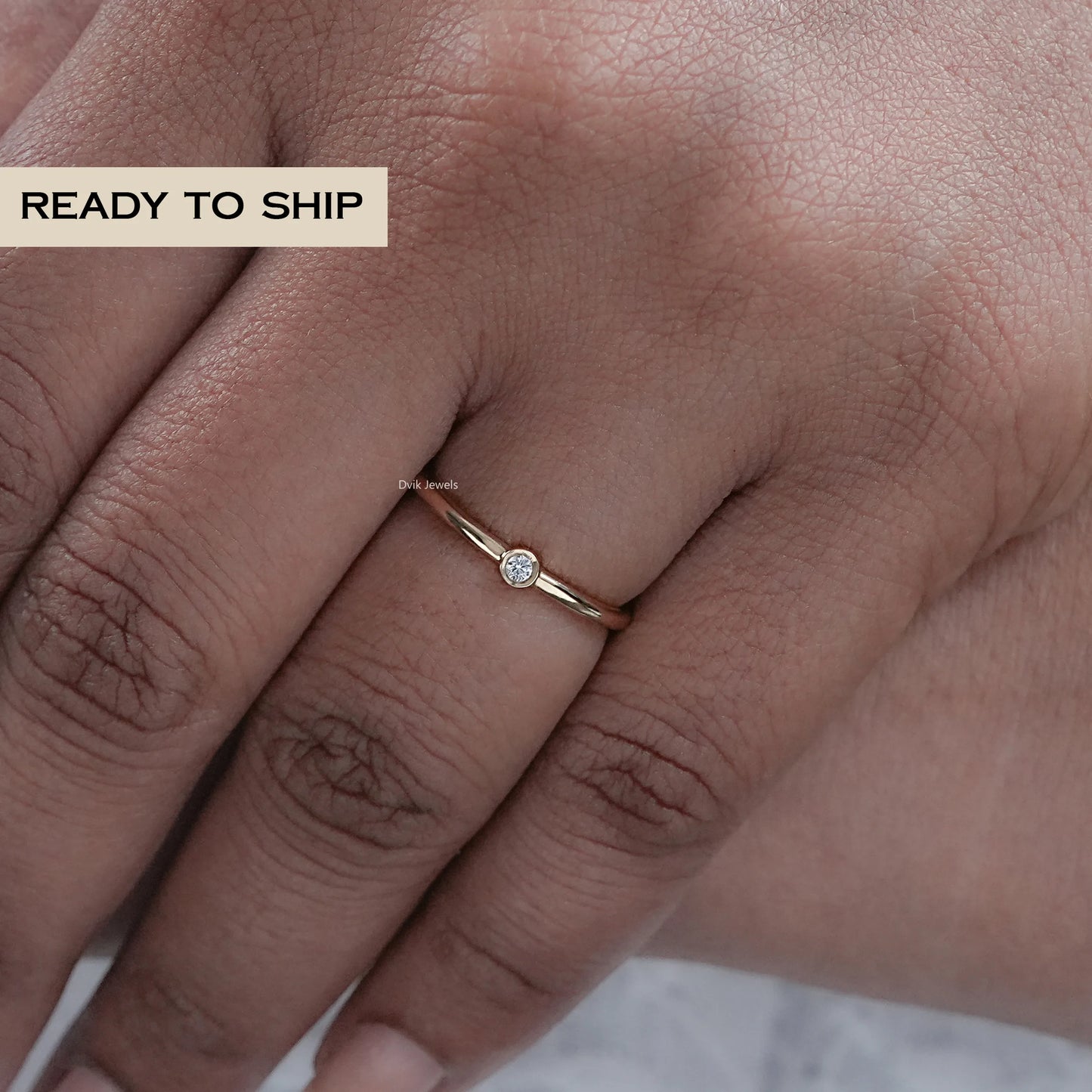 Round Cut Lab Diamond Bezel Set Ring