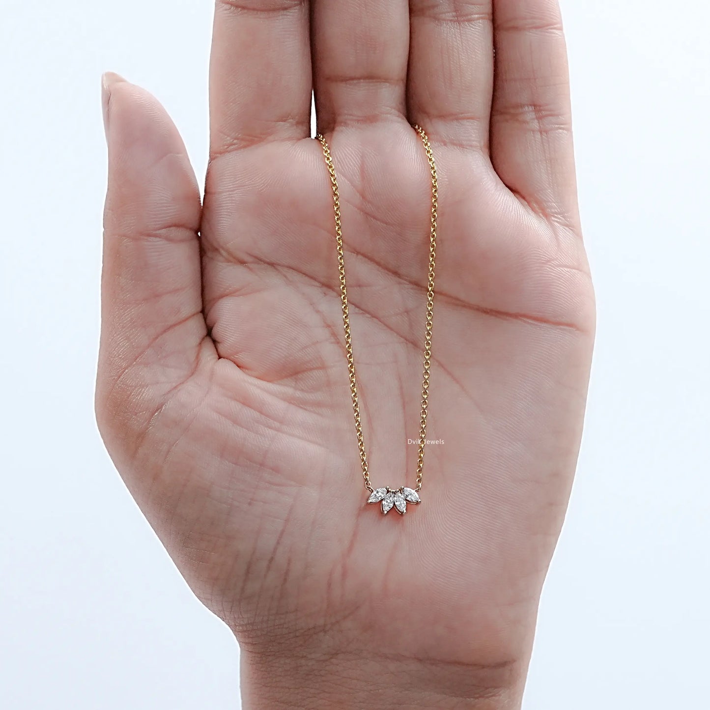 Marquise Diamond Flower Petal Dainty Pendant