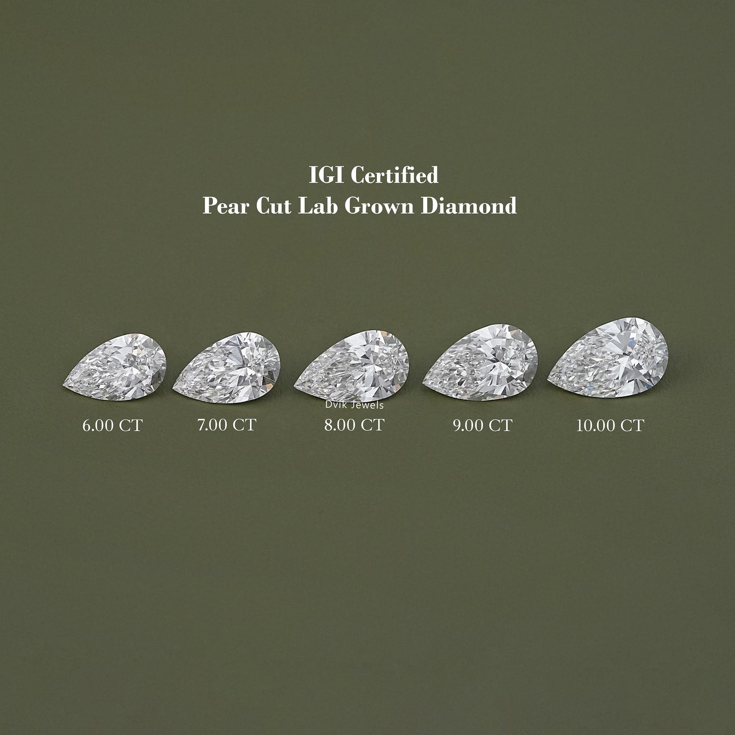 IGI Certified Pear Cut Lab Loose Diamond 6.00 To 10.00 CT