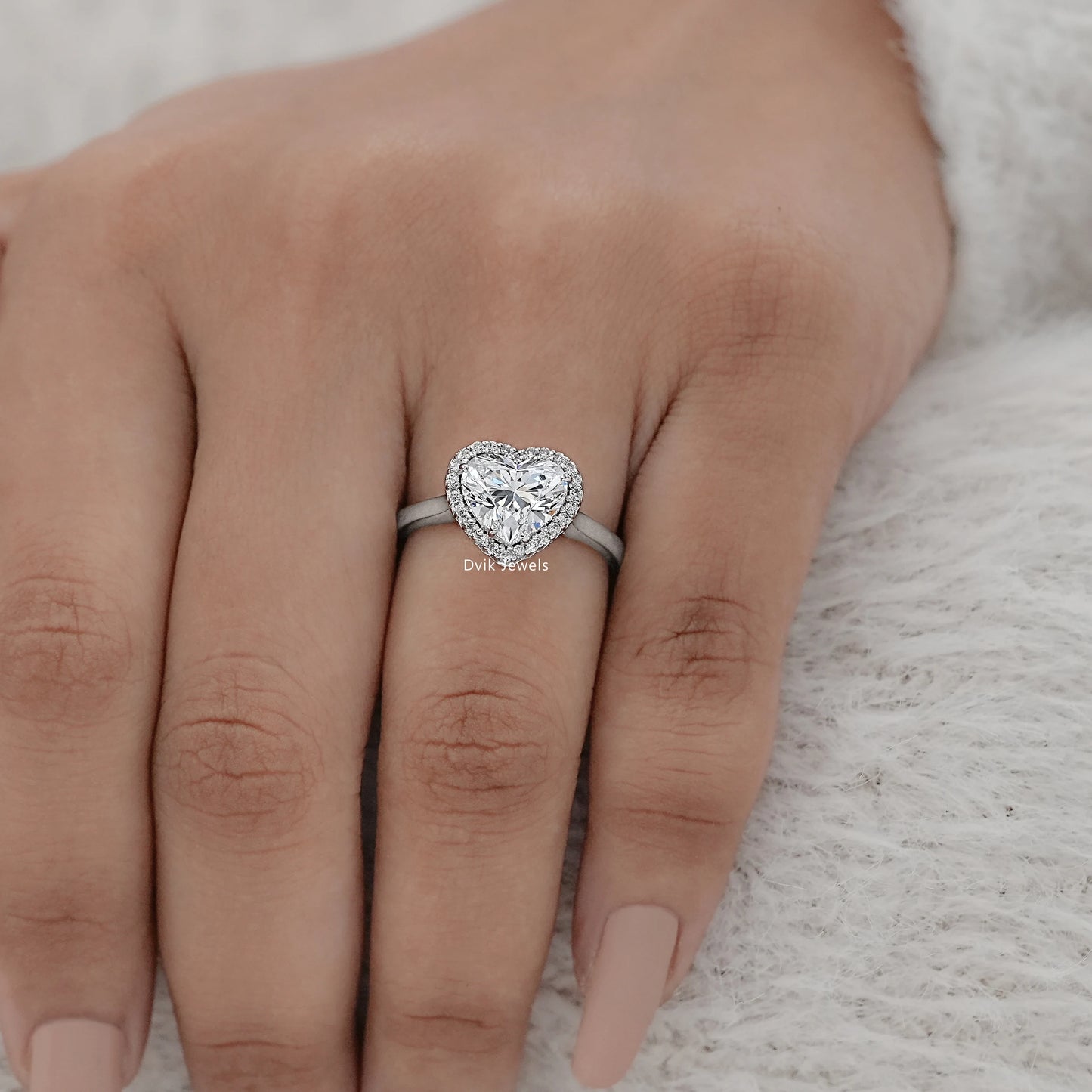 Heart Shape Halo Diamond Engagement Ring