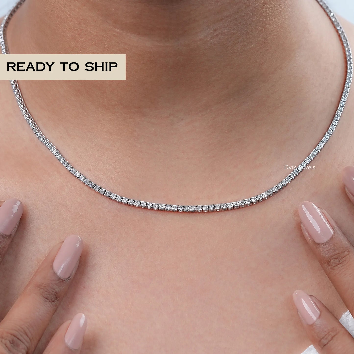 Brilliant Round Cut Lab Diamond Tennis Necklace