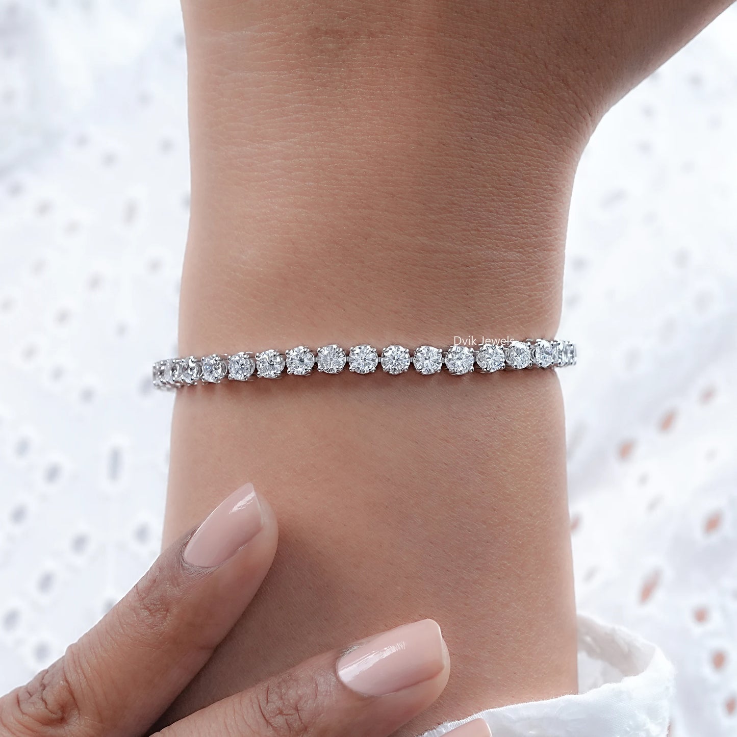Brilliant Round Cut Lab Diamond Tennis Bracelet