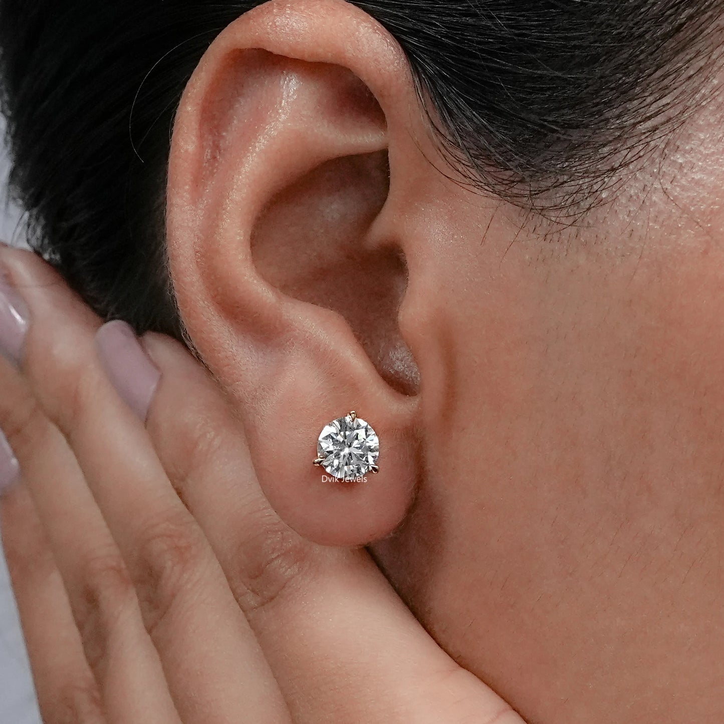 Round Cut Lab Grown Diamond Solitaire Stud Earrings