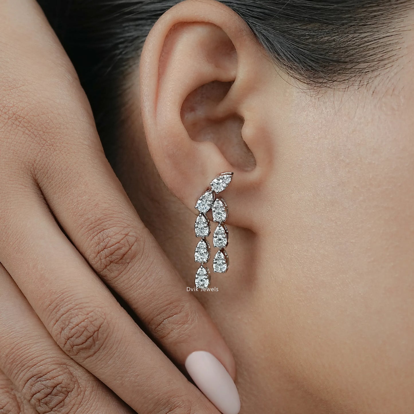 Teardrop Round Cut Lab Diamond Earrings
