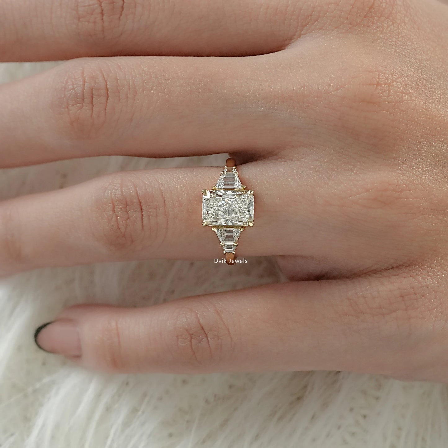 Five Stone Radiant Cut Lab Diamond Ring