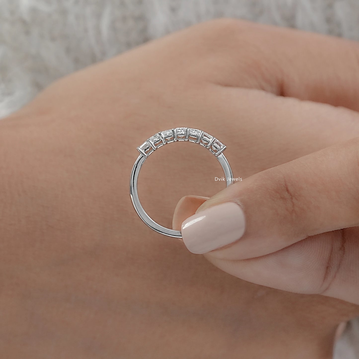 Radiant Cut Seven Stone Half Eternity Diamond Ring