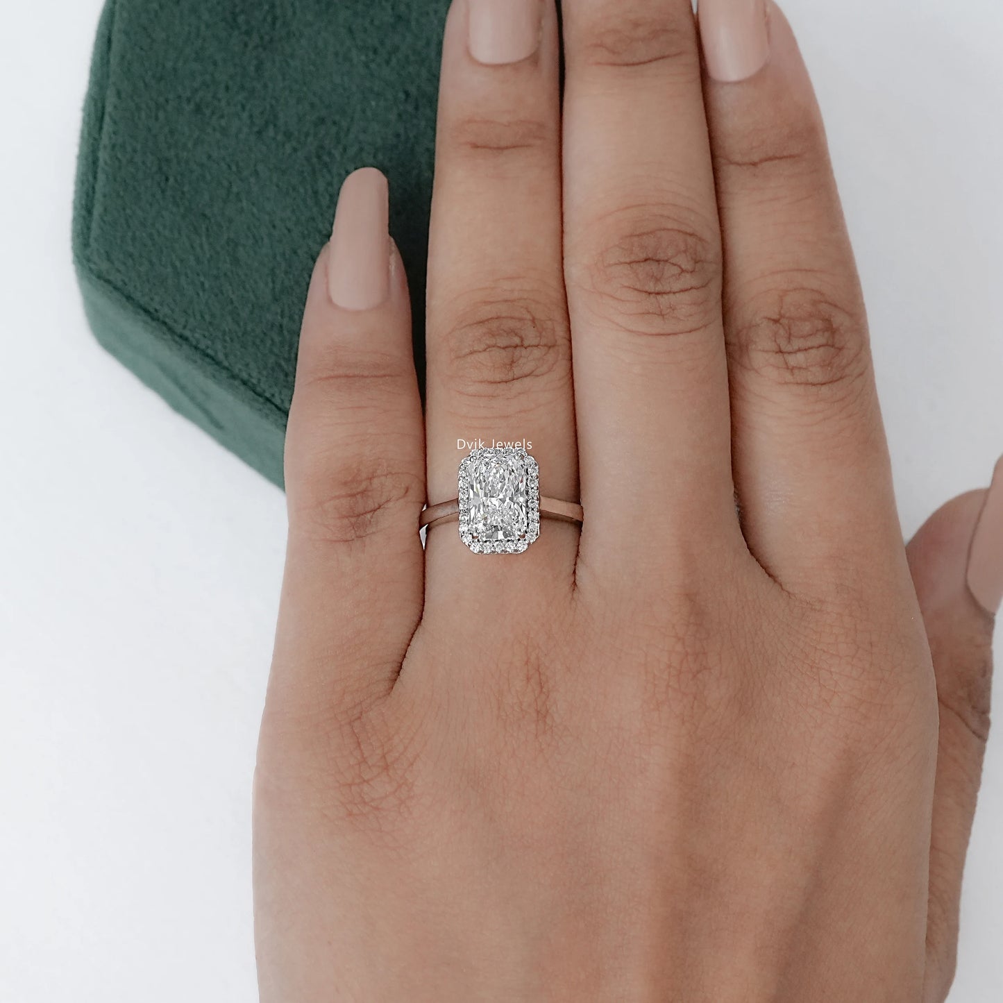 Radiant Lab Grown Halo Diamond Engagement Ring