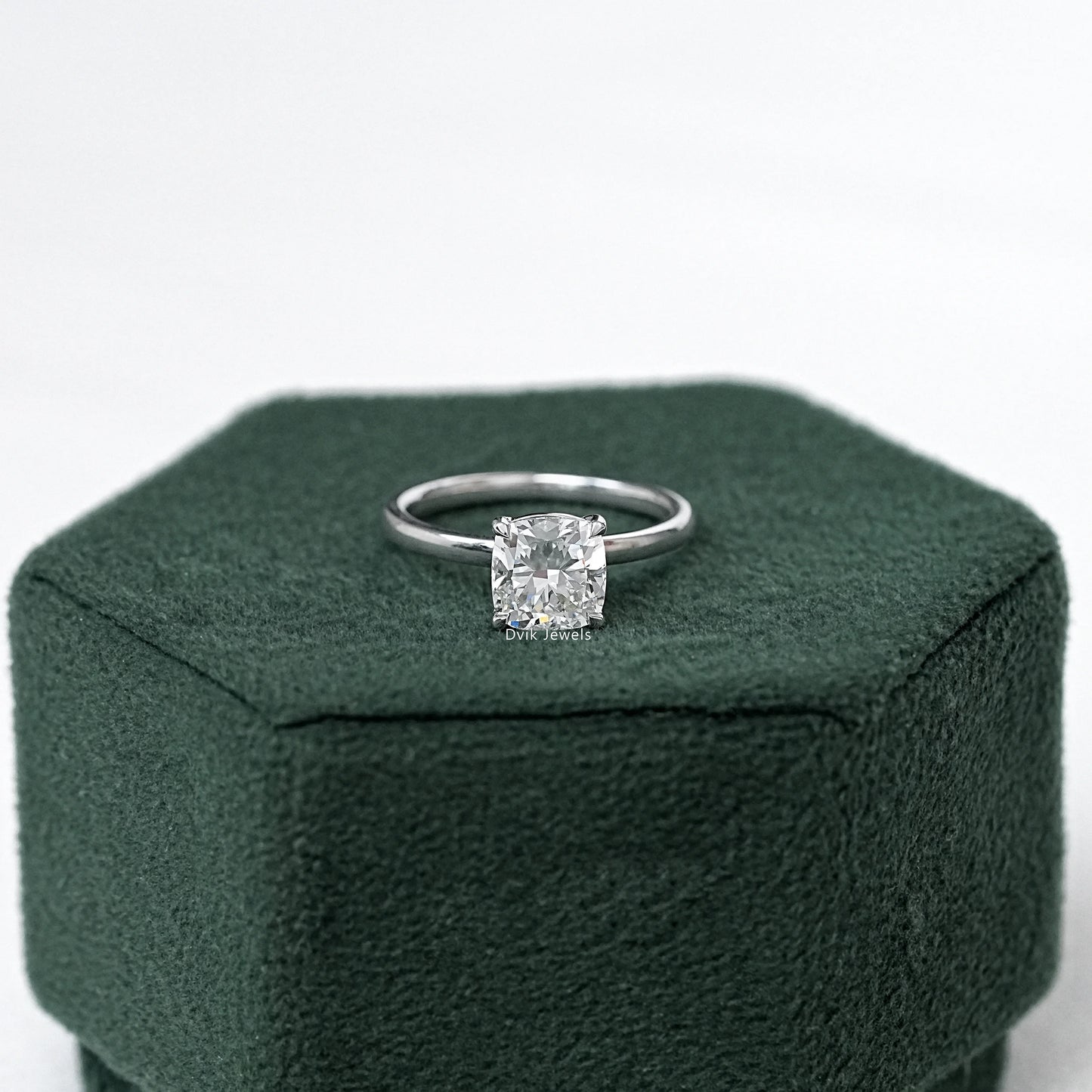 Square Cushion Cut Solitaire Lab Diamond Ring