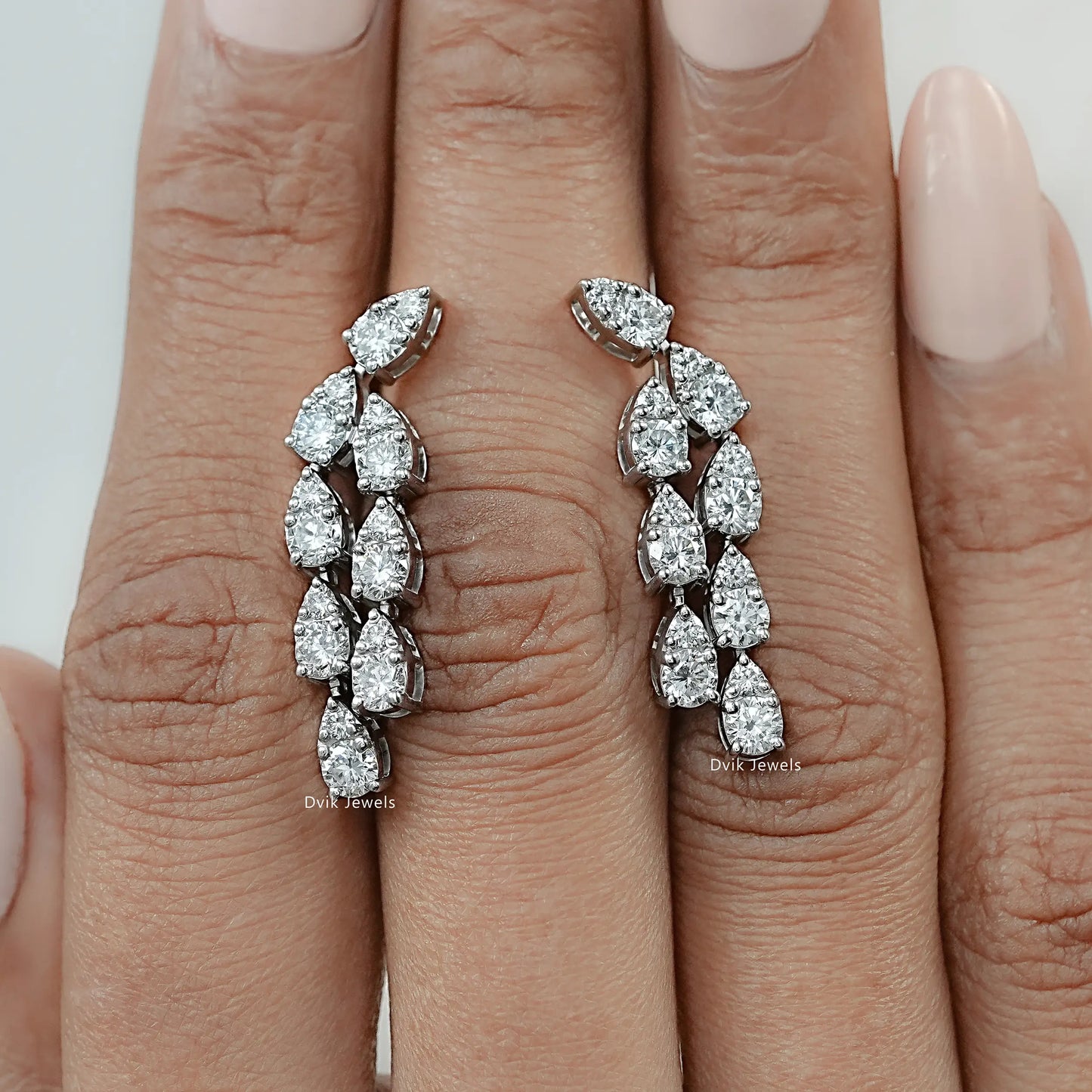 Teardrop Round Cut Lab Diamond Earrings