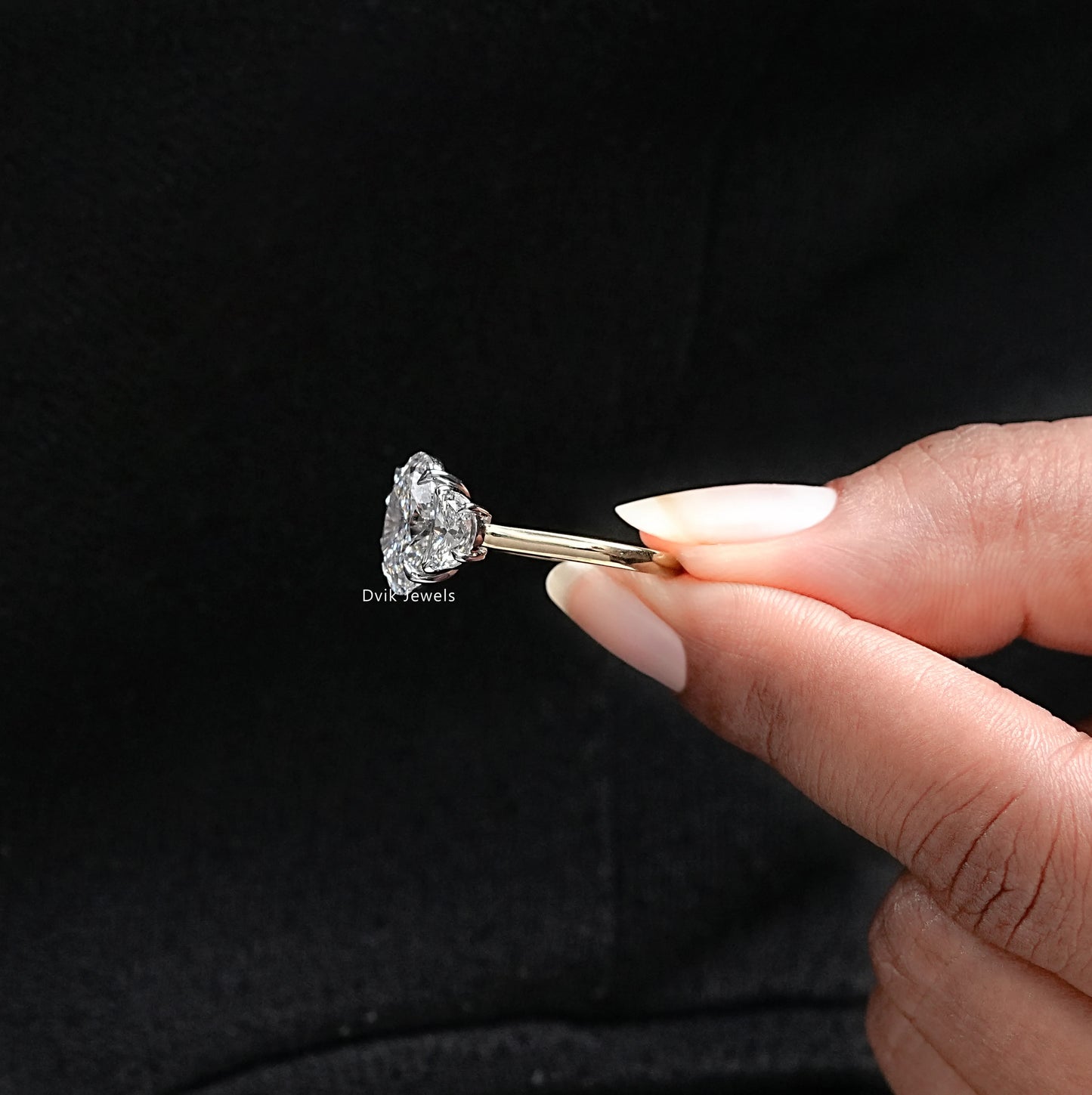 Three Stone Oval Diamond Engagement Ring