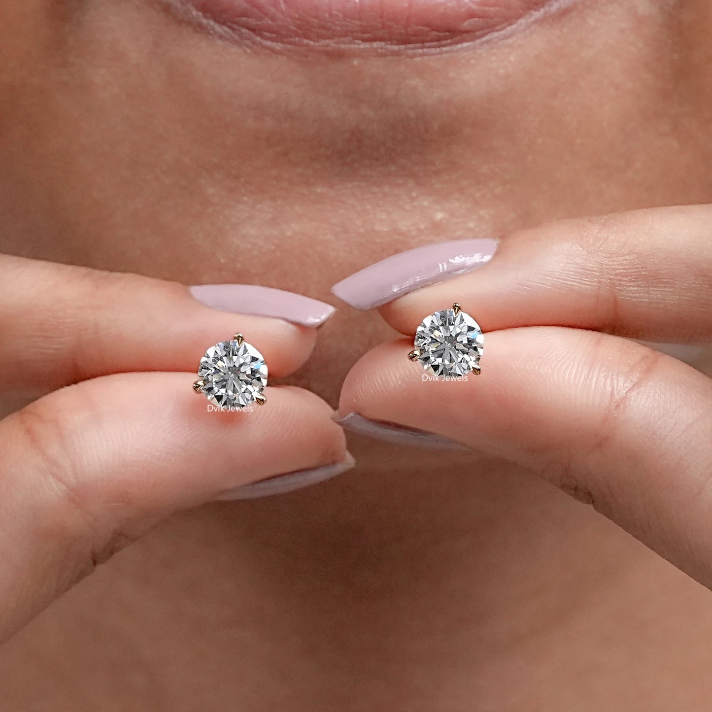 Round Cut Lab Grown Diamond Solitaire Stud Earrings