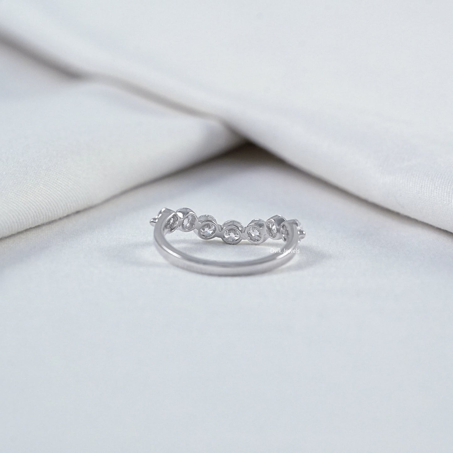 Round Lab Diamond Curved Wedding Band