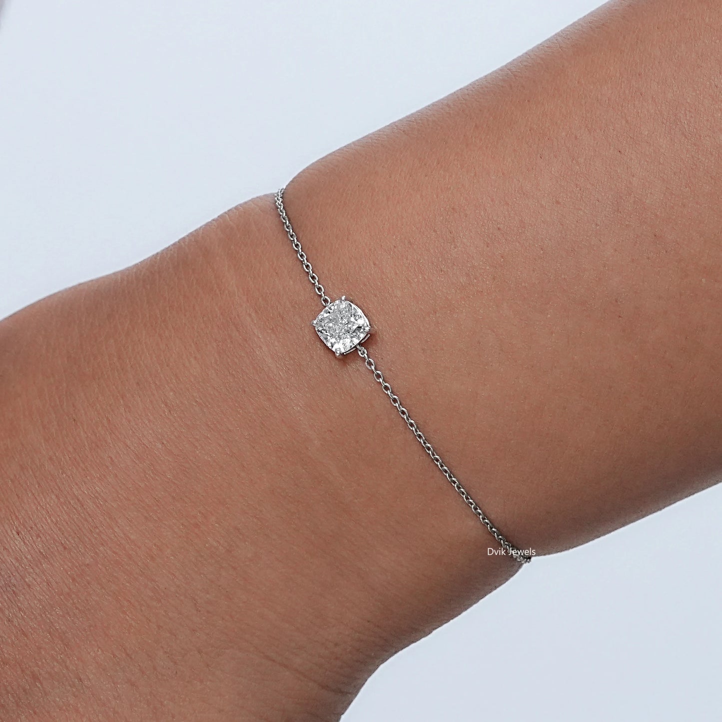 Cushion Cut Lab Diamond Solitaire Bracelet