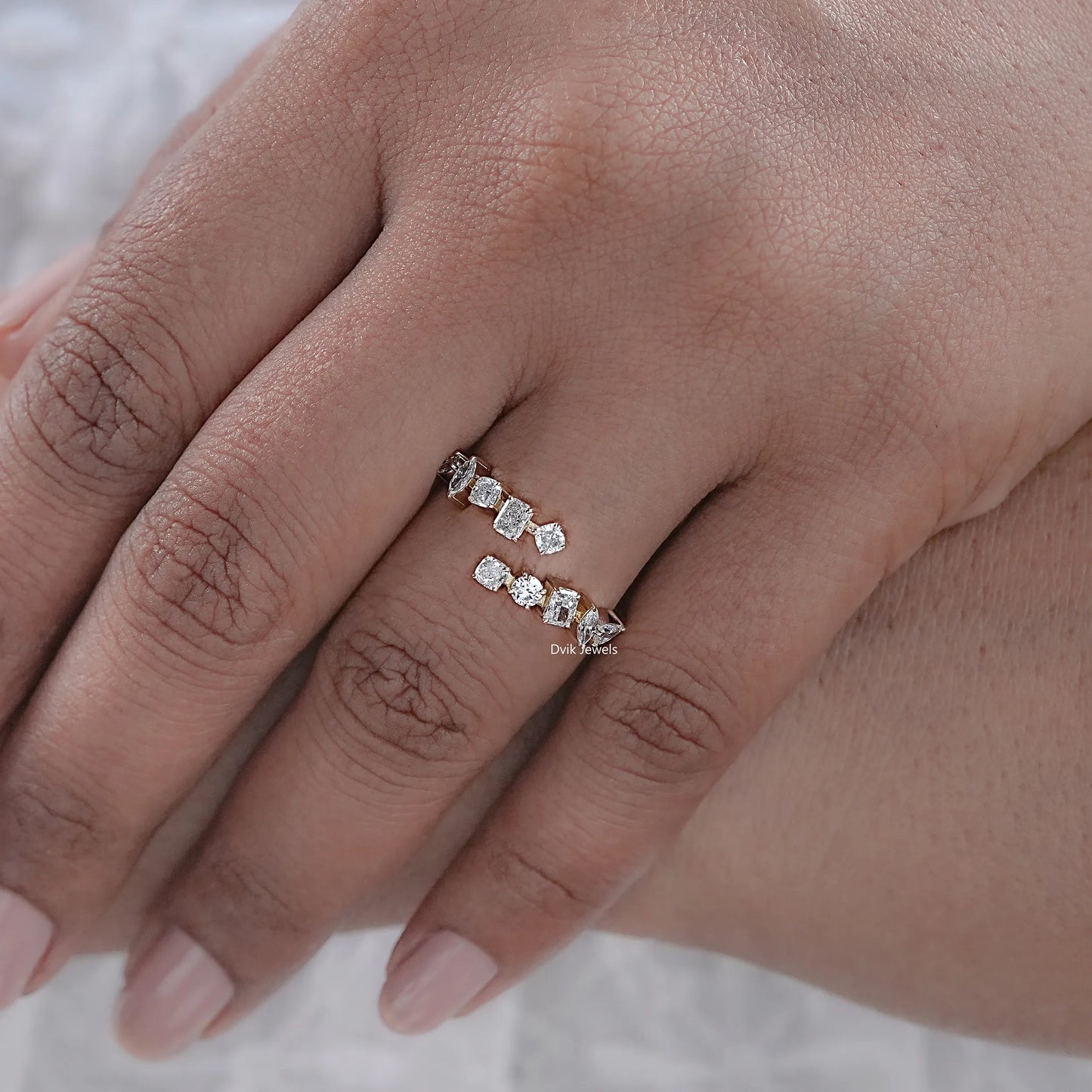 Multi Shape Lab Grown Diamond Bypass Ring