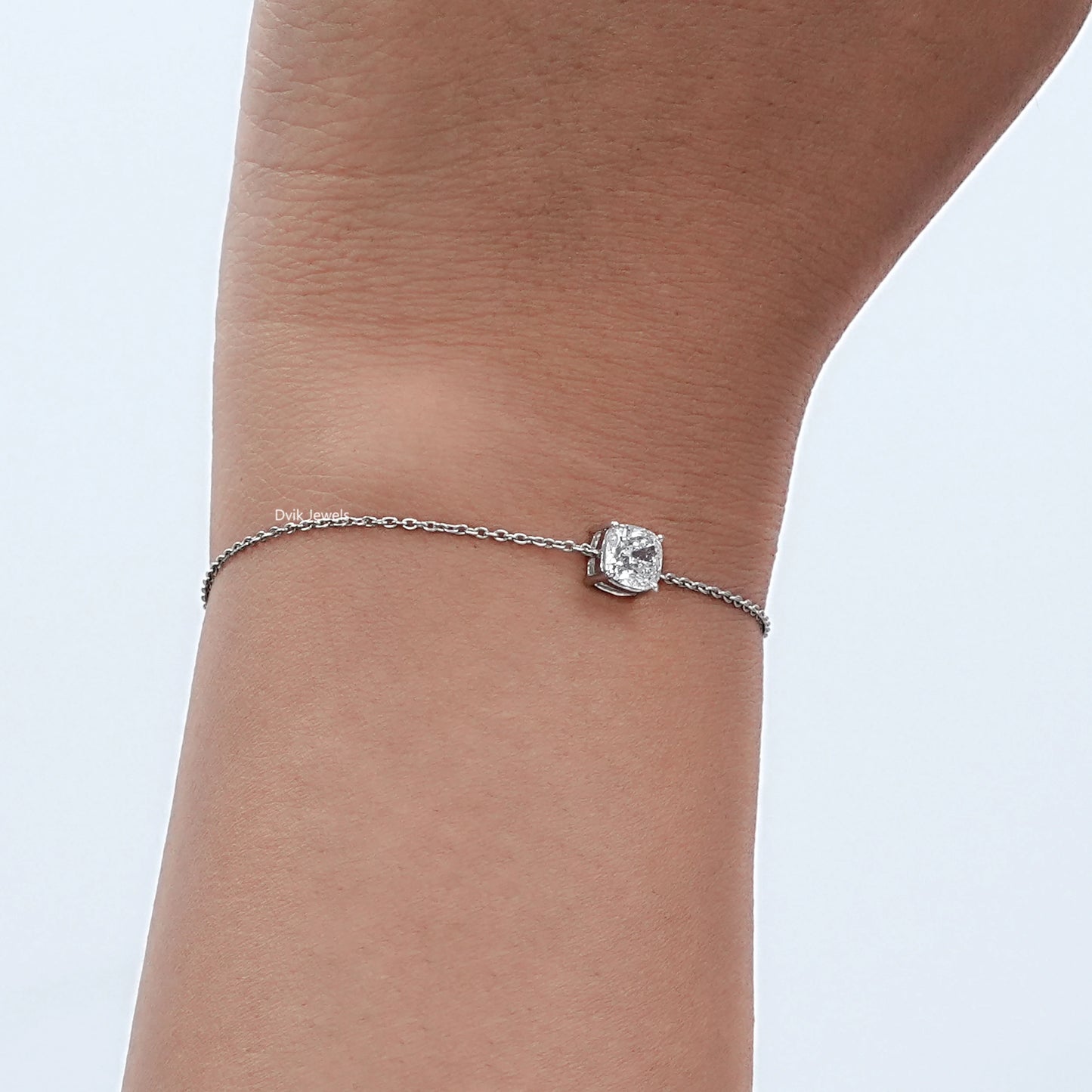 Cushion Cut Lab Diamond Solitaire Bracelet