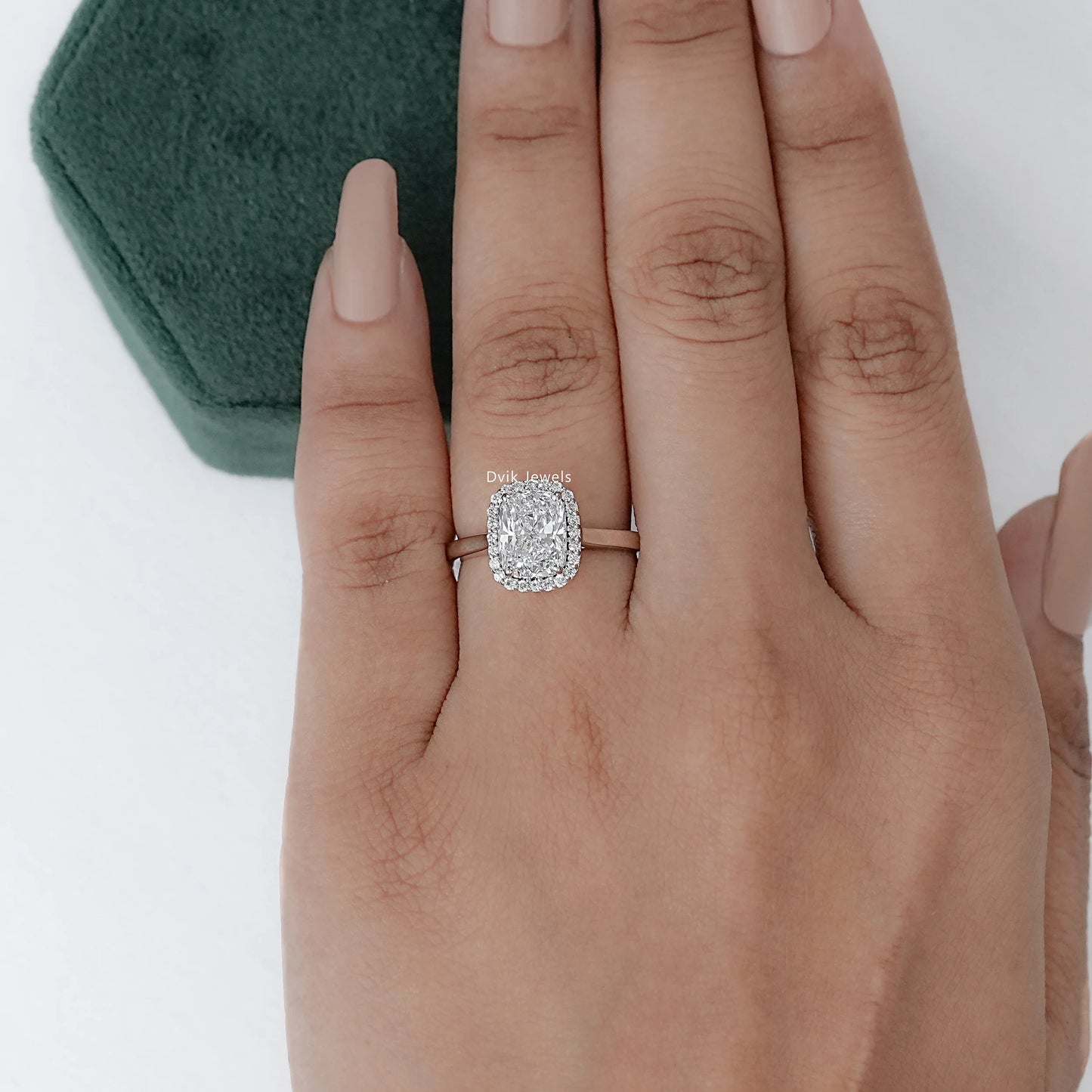Cushion Cut Halo Diamond Engagement Ring