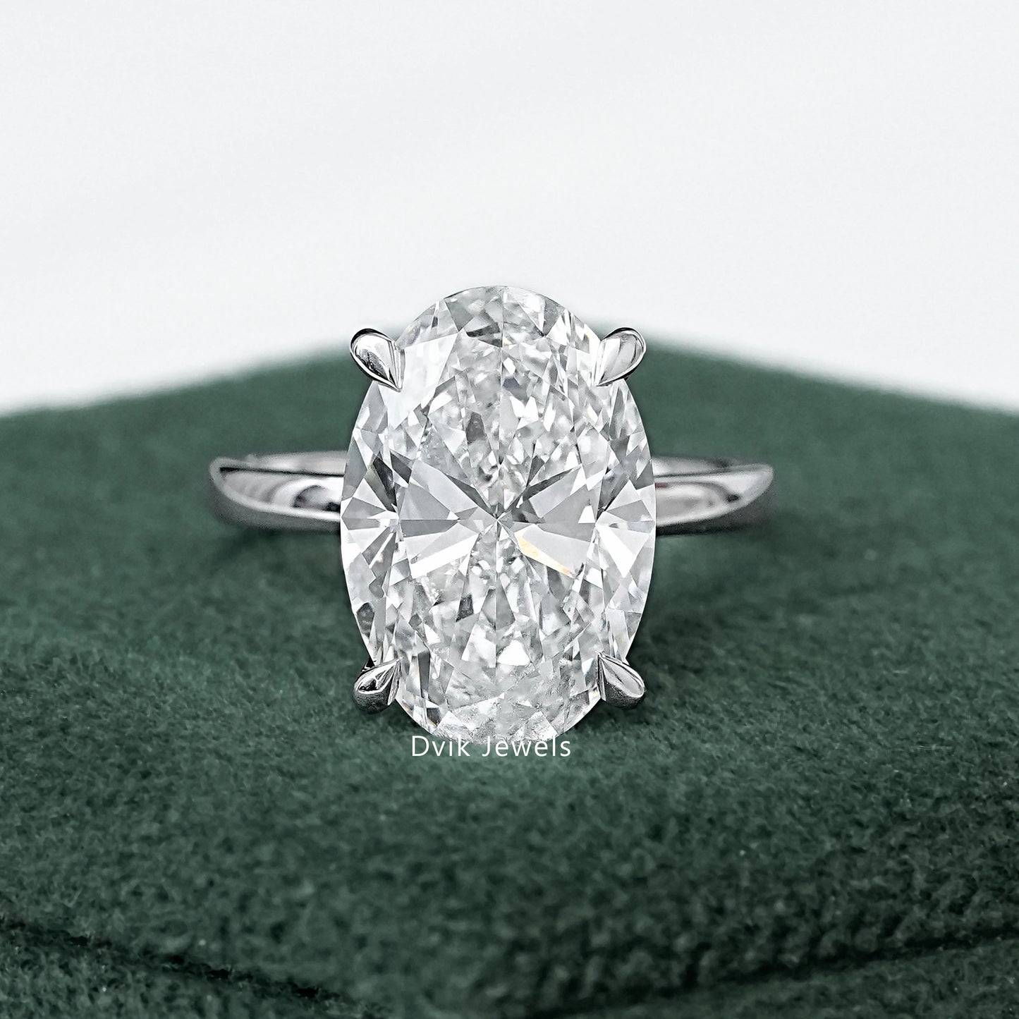 Oval Solitaire Hidden Halo Diamond Ring