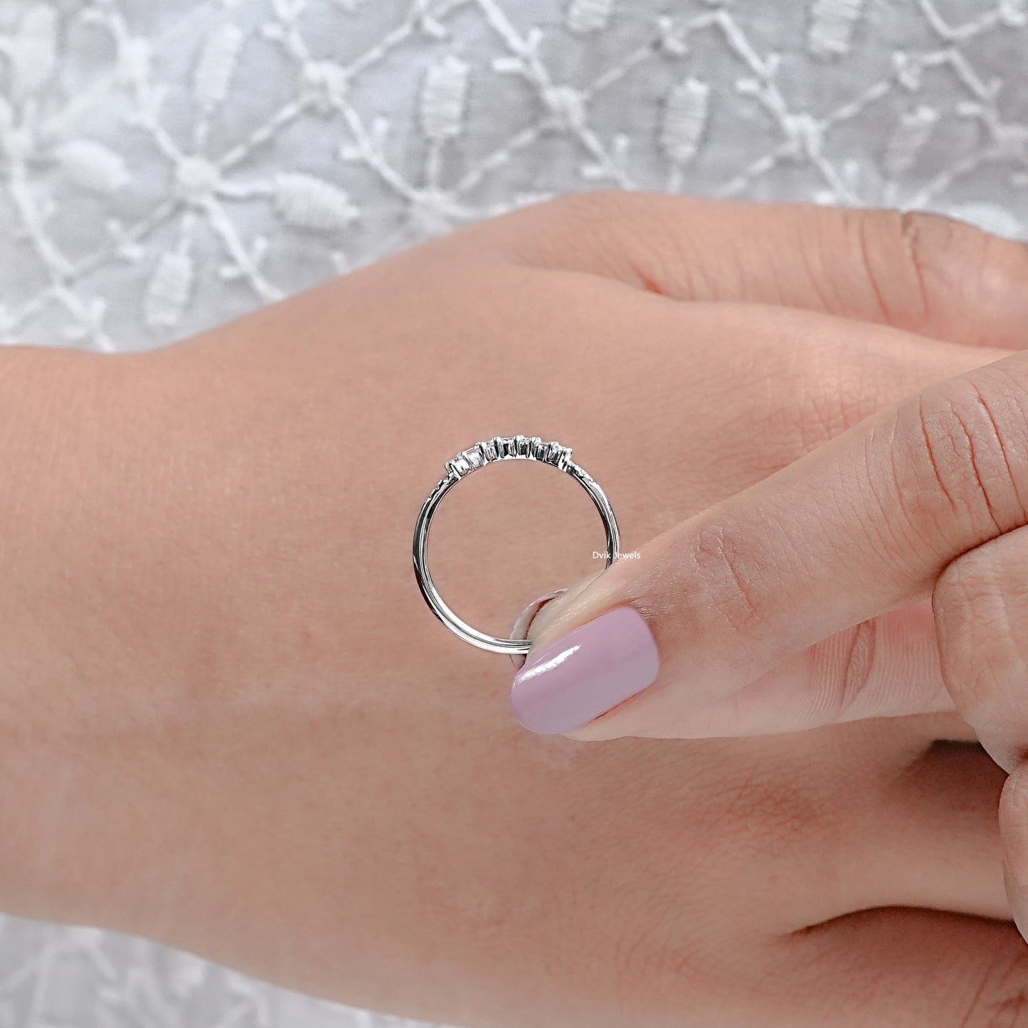 V Shaped Baguette And Round Lab Diamond Ring