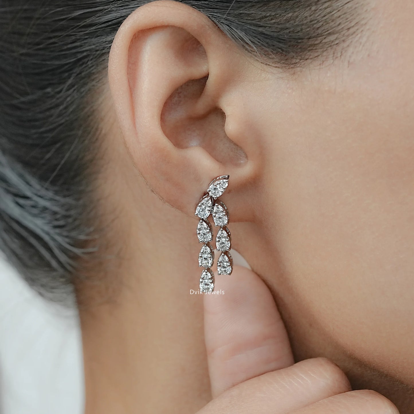 Teardrop Round Cut Lab Diamond Earrings