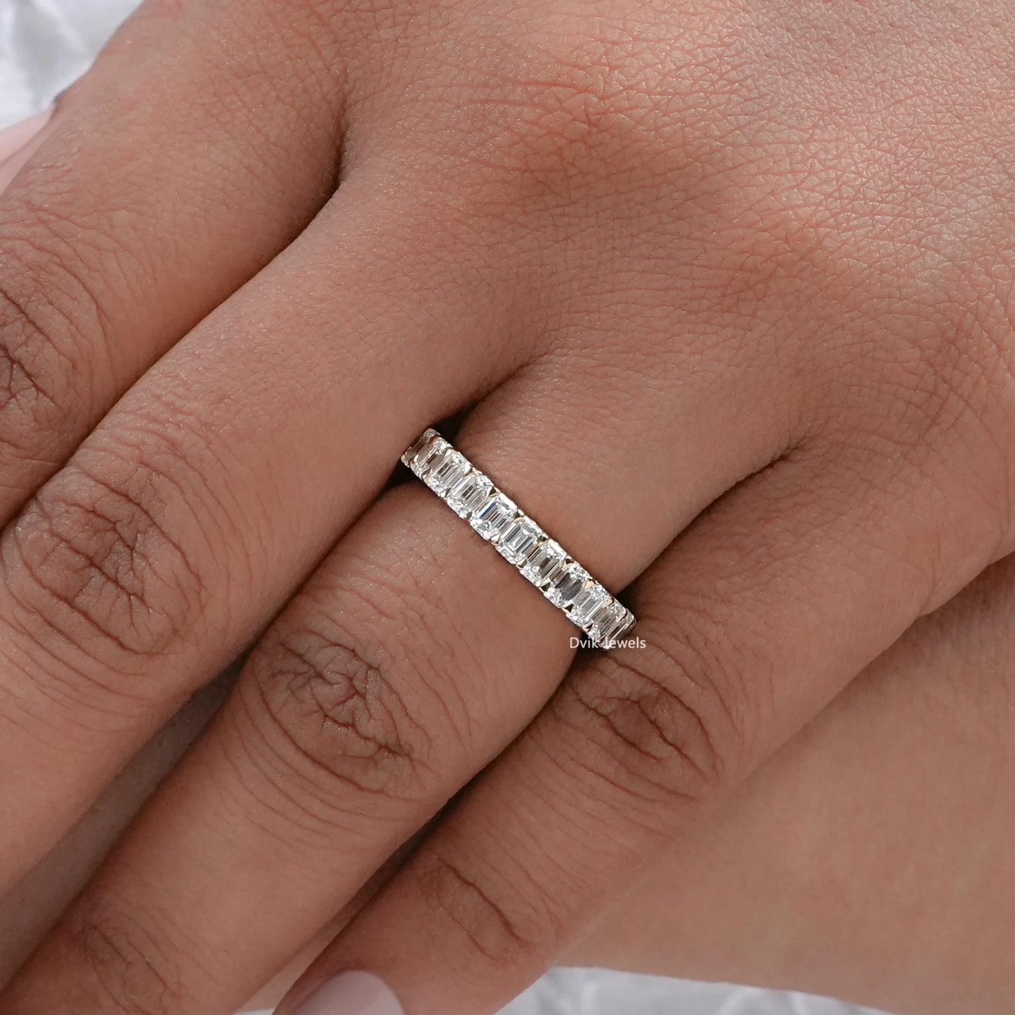 Emerald Lab Grown Diamond Wedding Band
