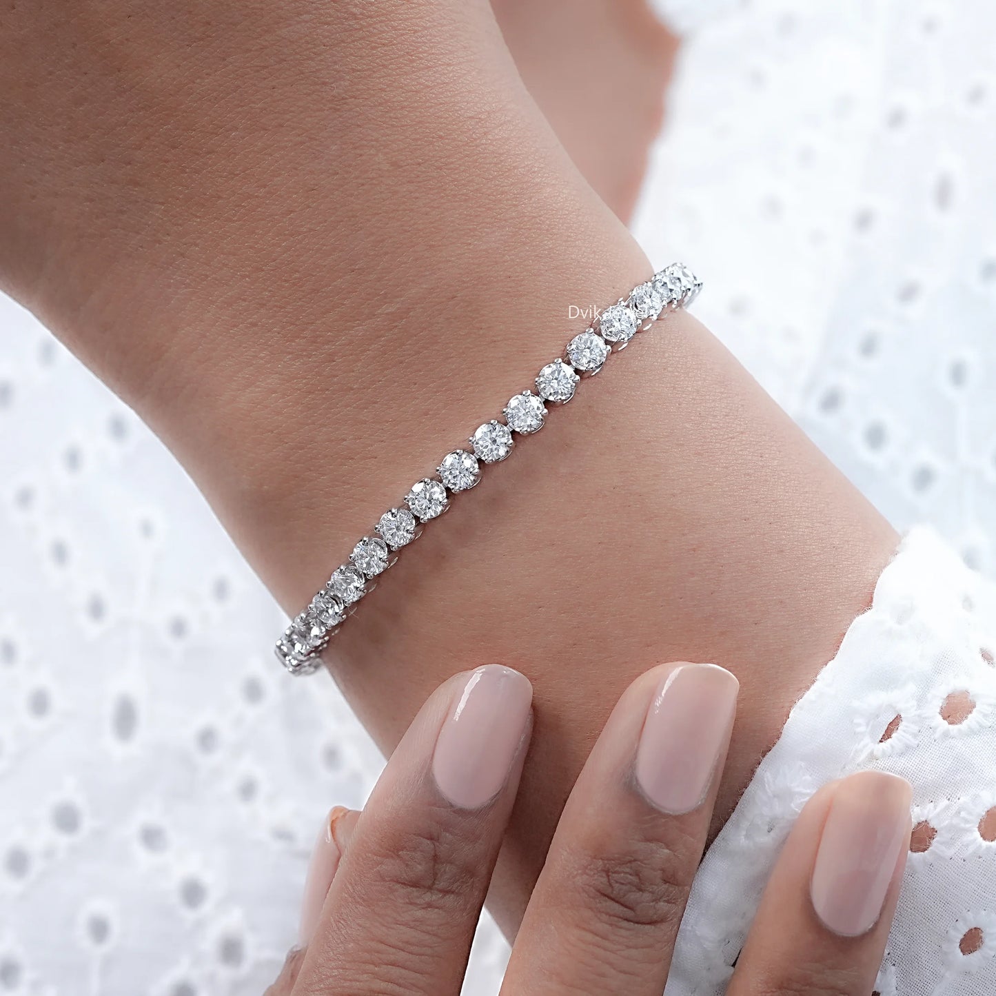 Brilliant Round Cut Lab Diamond Tennis Bracelet
