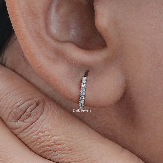 Dainty Round Cut Diamond Inside Out Huggie Earrings